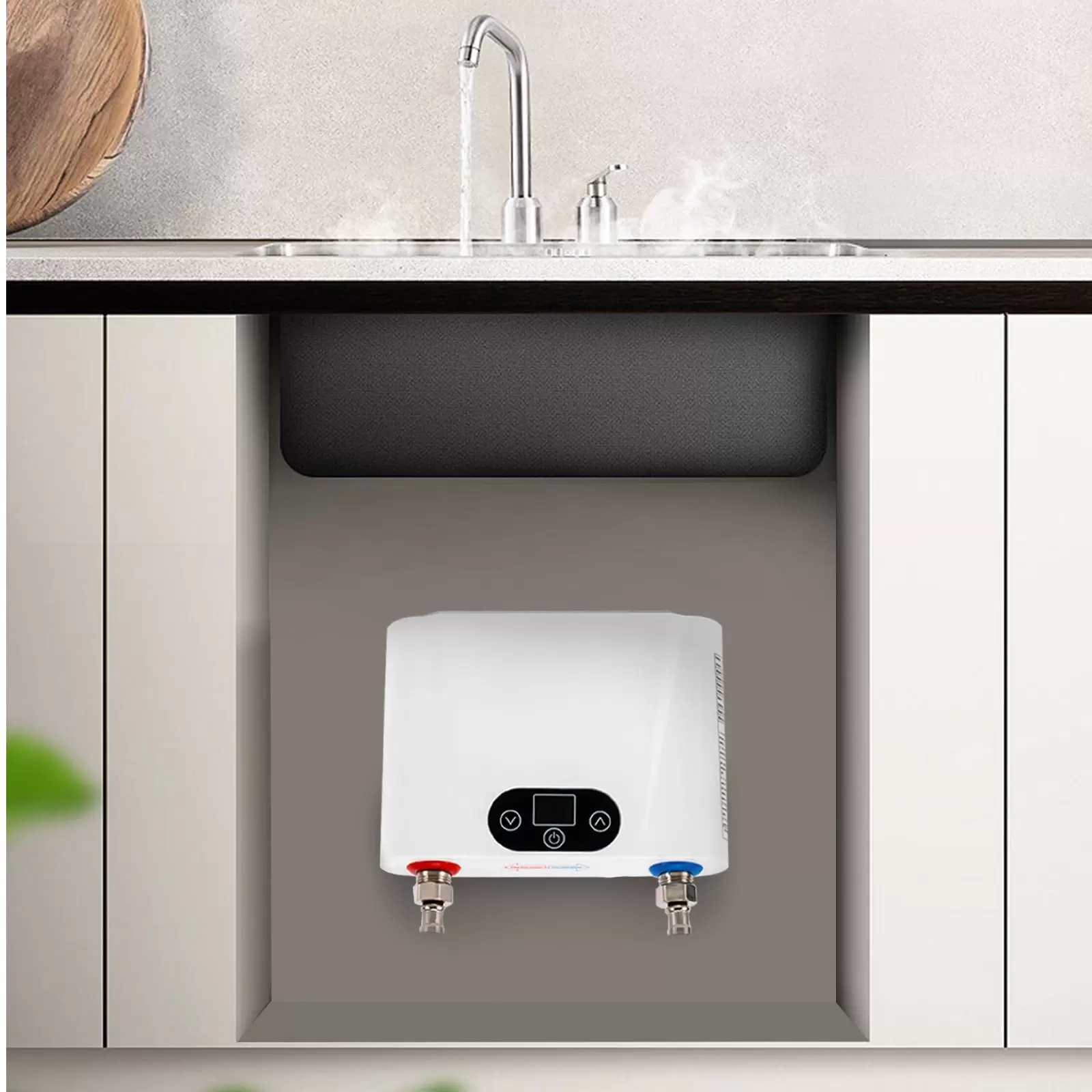 Chauffe-eau électrique sans réservoir 220 V, eau chaude instantanée sans fin, mini intelligent, sous évier, cuisine, ménage (5,5 kW)