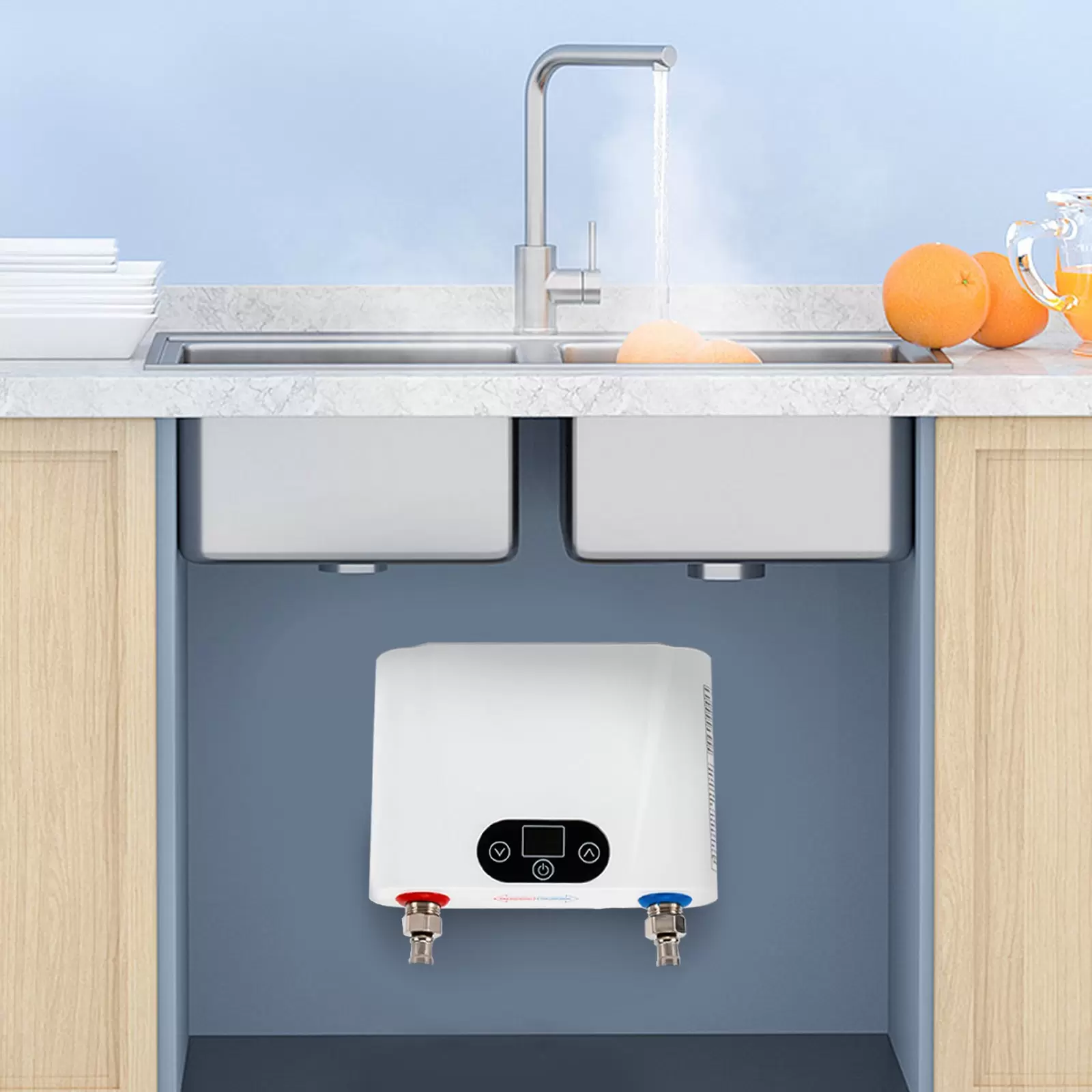 Chauffe-eau électrique sans réservoir 220 V, eau chaude instantanée sans fin, mini intelligent, sous évier, cuisine, ménage (5,5 kW) Chauffe-eau électrique sans réservoir 220 V, eau chaude instantanée sans fin, mini intelligent, sous évier, cuisine, ménage (5,5 kW)