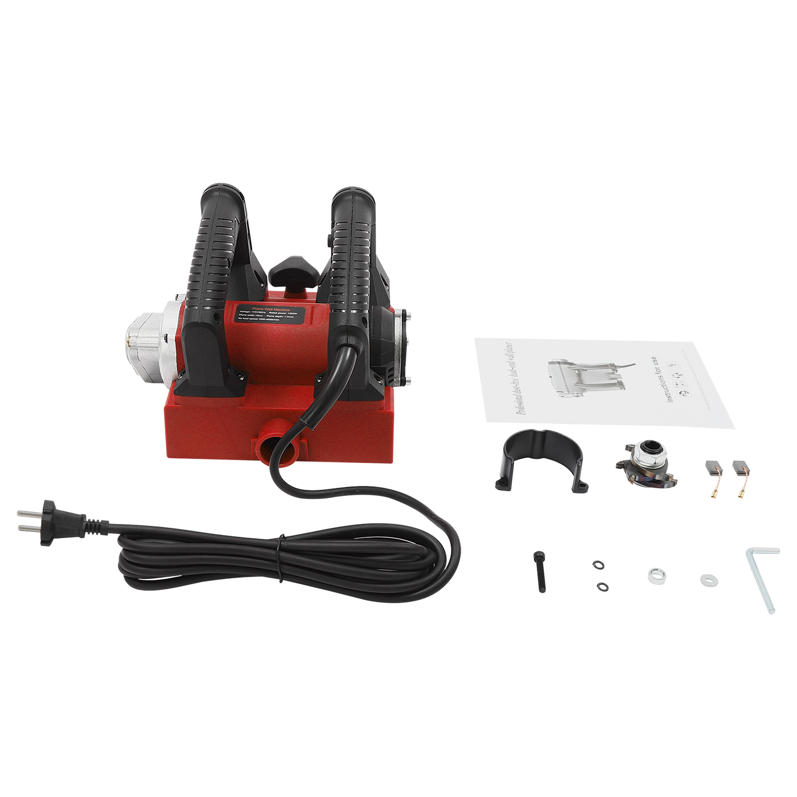 Elektrischer Wandhobel, Handhobel, 1300 W, tragbarer kabelgebundener Walzenhobel, rot Elektrischer Wandhobel, Handhobel, 1300 W, tragbarer kabelgebundener Walzenhobel, rot