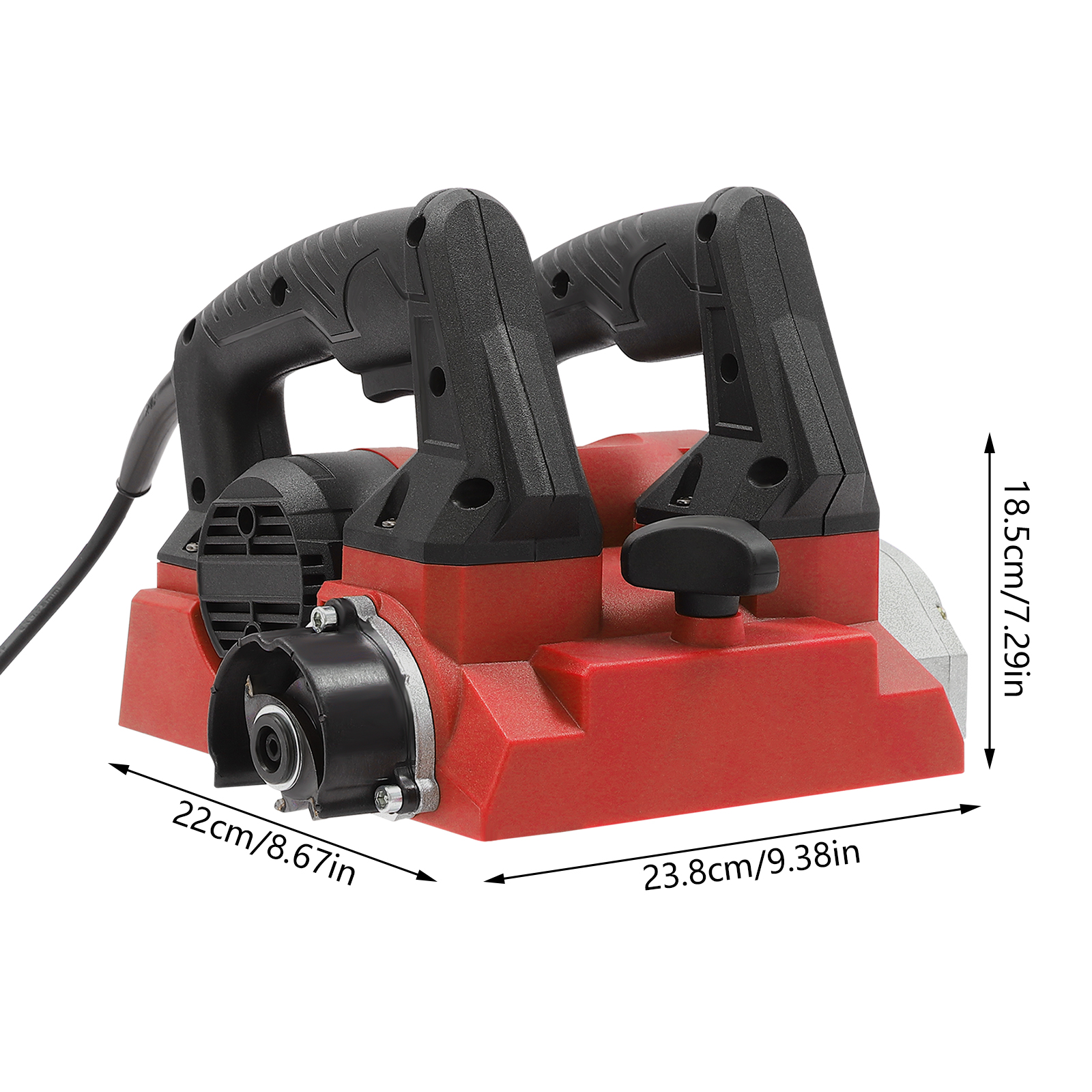 Elektrischer Wandhobel, Handhobel, 1300 W, tragbarer kabelgebundener Walzenhobel, rot Elektrischer Wandhobel, Handhobel, 1300 W, tragbarer kabelgebundener Walzenhobel, rot