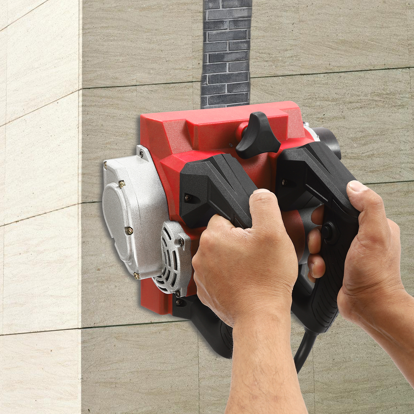 Elektrischer Wandhobel, Handhobel, 1300 W, tragbarer kabelgebundener Walzenhobel, rot Elektrischer Wandhobel, Handhobel, 1300 W, tragbarer kabelgebundener Walzenhobel, rot