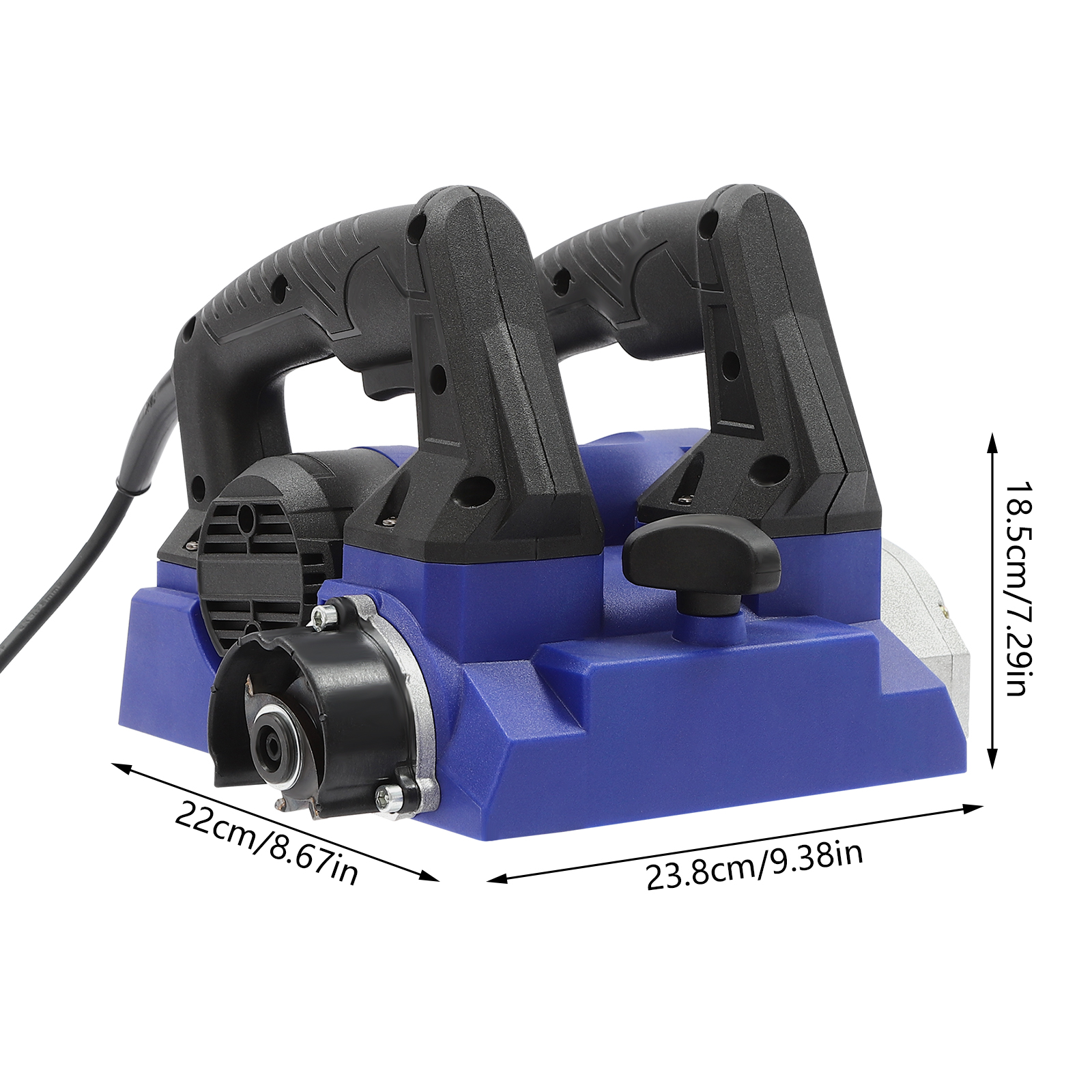 Elektrischer Wandhobel, 1300 W, leistungsstarker Handhobel, kabelgebundener tragbarer Rollenhobel, blau Elektrischer Wandhobel, 1300 W, leistungsstarker Handhobel, kabelgebundener tragbarer Rollenhobel, blau