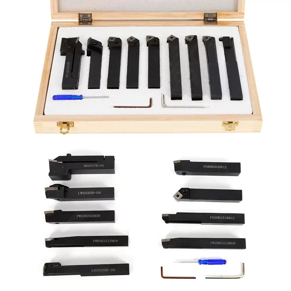 9-Teiliges Drehmeißel Drehstahl Satz 20mm HM mit Wendeplatten Drehstähle