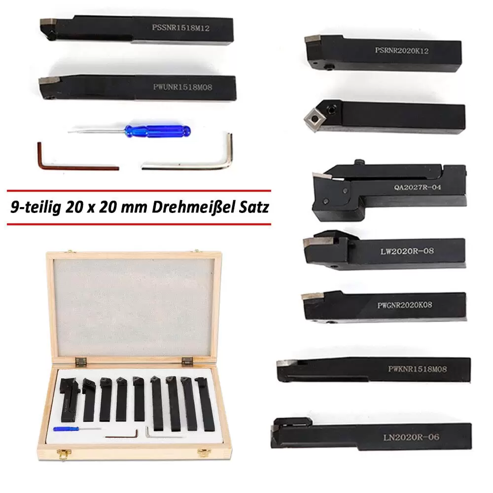 9-Teiliges Drehmeißel Drehstahl Satz 20mm HM mit Wendeplatten Drehstähle 9-Teiliges Drehmeißel Drehstahl Satz 20mm HM mit Wendeplatten Drehstähle