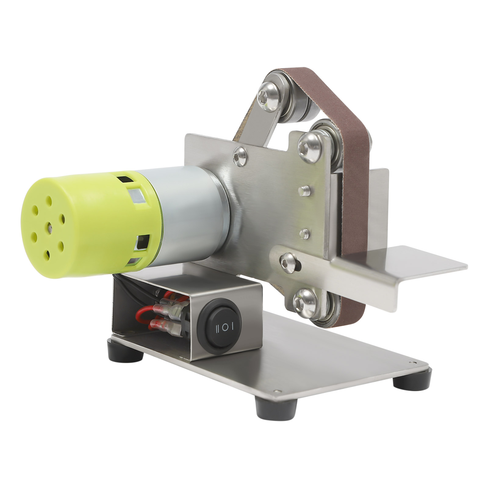 Mini-Bandschleifer mit 10  Schleifbändern, 150 W Max.10000 RPM DIY-Poliermaschinen-Schleifer - 7-fach einstellbare Stromzufuhr +3-teiliger Schraubenschlüssel