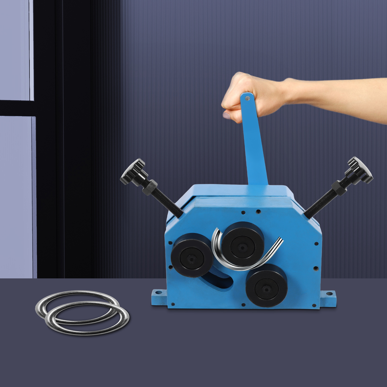 Small Manual Roll Bending Machine, Metal Roller Bending Machine, Metalworking Machine for Bending Small Manual Roll Bending Machine, Metal Roller Bending Machine, Metalworking Machine for Bending