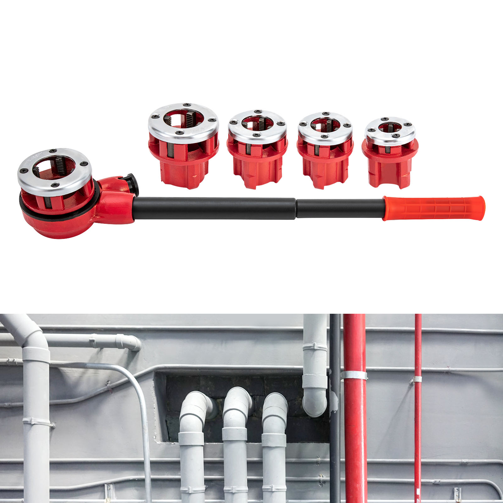 5 Schneideisen (3/8", 1/2", 3/4", 1", 1-1/4") Rohrgewindeschneidwerkzeug-Set, Rohrgewindeschneidwerkzeug-Set, Schneidwerkzeug-Set für Klempner 5 Schneideisen (3/8", 1/2", 3/4", 1", 1-1/4") Rohrgewindeschneidwerkzeug-Set, Rohrgewindeschneidwerkzeug-Set, Schneidwerkzeug-Set für Klempner