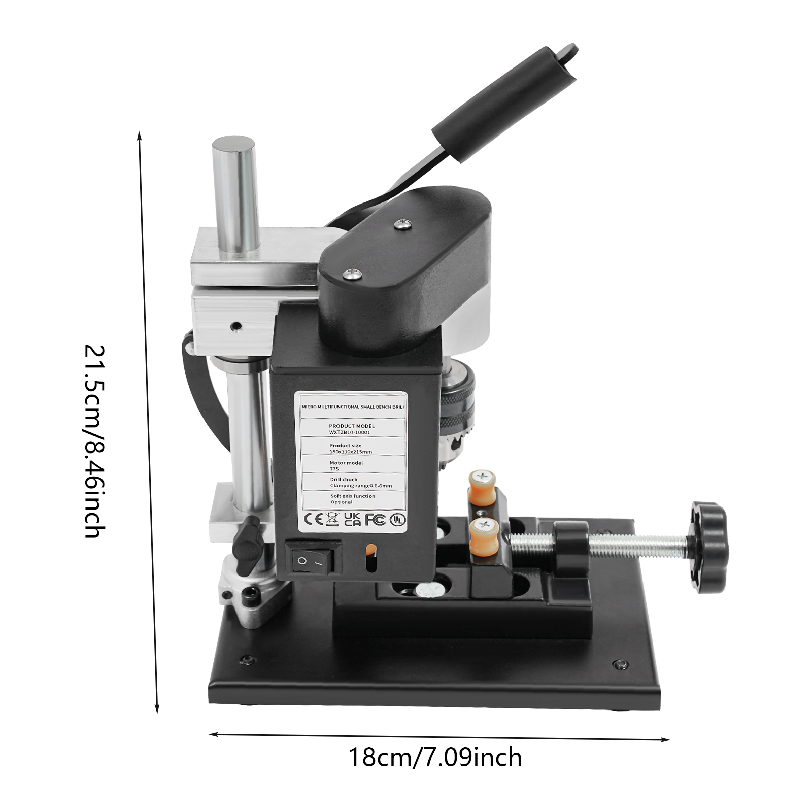 Micro floor drill 250W power bench drill hub 40mm 7-speed adjustable vertical drill