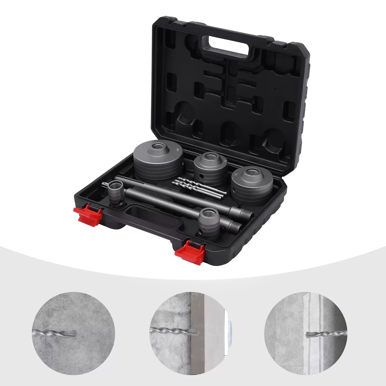 Metall-Sägelochbohrer, 9-Teilig, Hochwertige Legierung, 30-100 mm, Sds Plus-Schaft, Ideal für Betonziegel-Zement-Stein
