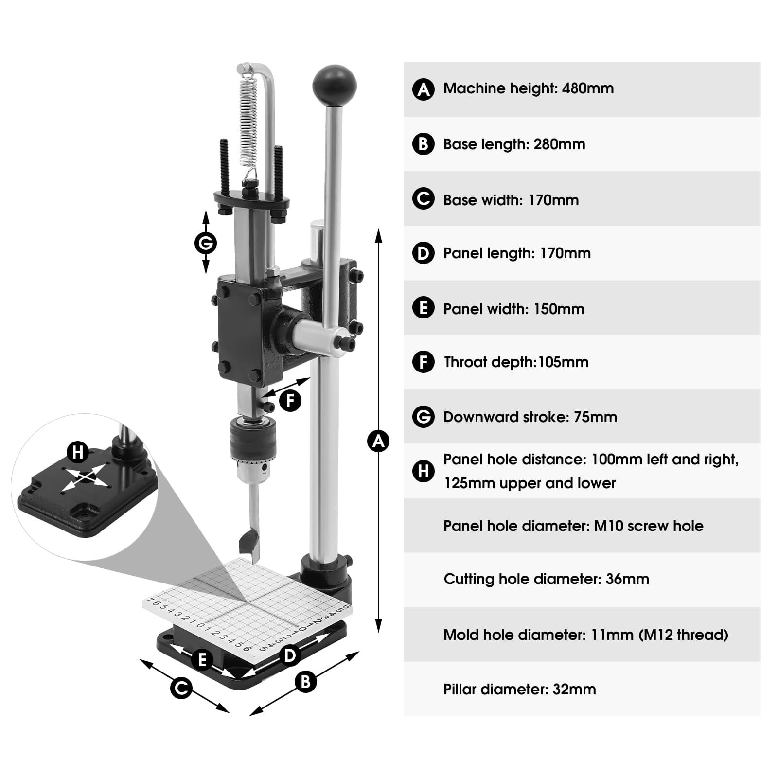 Manueller Locher für Leder – mit 3–16 mm Dorn und halbrundem Locher-Set Manueller Locher für Leder – mit 3–16 mm Dorn und halbrundem Locher-Set