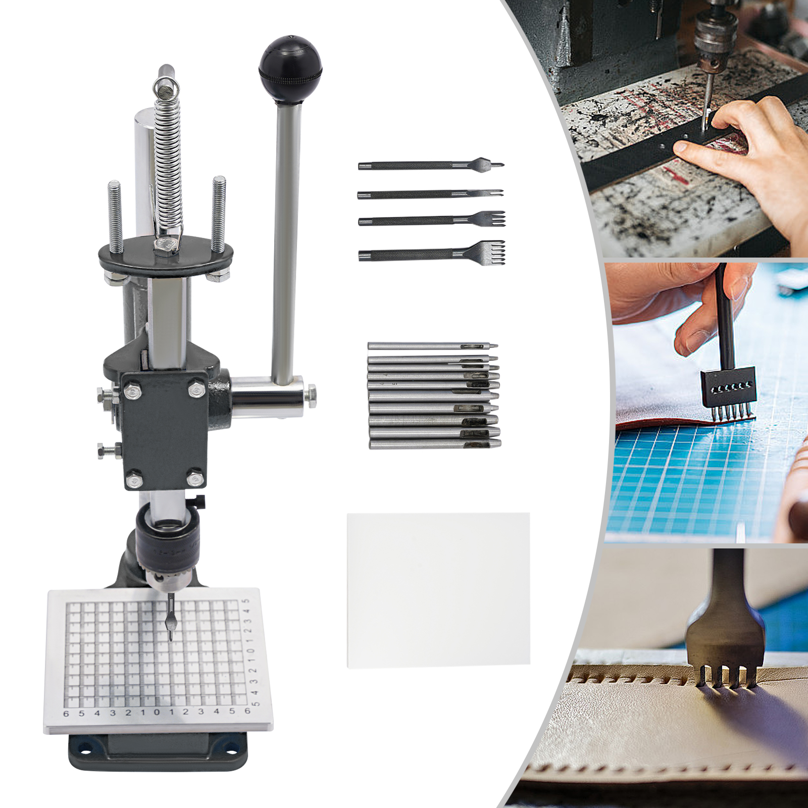CNCEST Leder Locher, Hand Stanzmaschine, Handwerk Stanzen Löcher mit Drill Chuck CNCEST Leder Locher, Hand Stanzmaschine, Handwerk Stanzen Löcher mit Drill Chuck