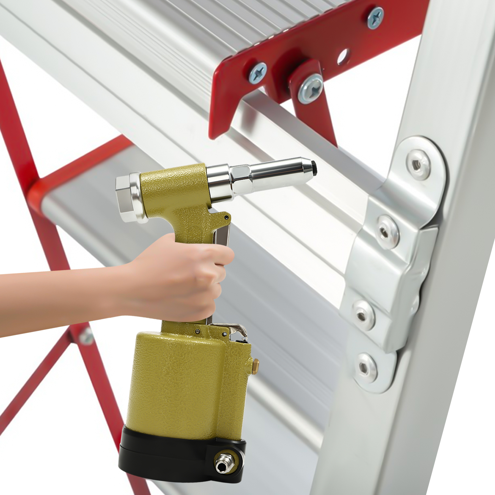 Pneumatische Nietpistole, Druckluft-Nietmaschine, 0,6–0,8 MPa, 4 Düsen, 2,4 mm, 3,2 mm, 4,0 mm, 4,8 mm Pneumatische Nietpistole, Druckluft-Nietmaschine, 0,6–0,8 MPa, 4 Düsen, 2,4 mm, 3,2 mm, 4,0 mm, 4,8 mm