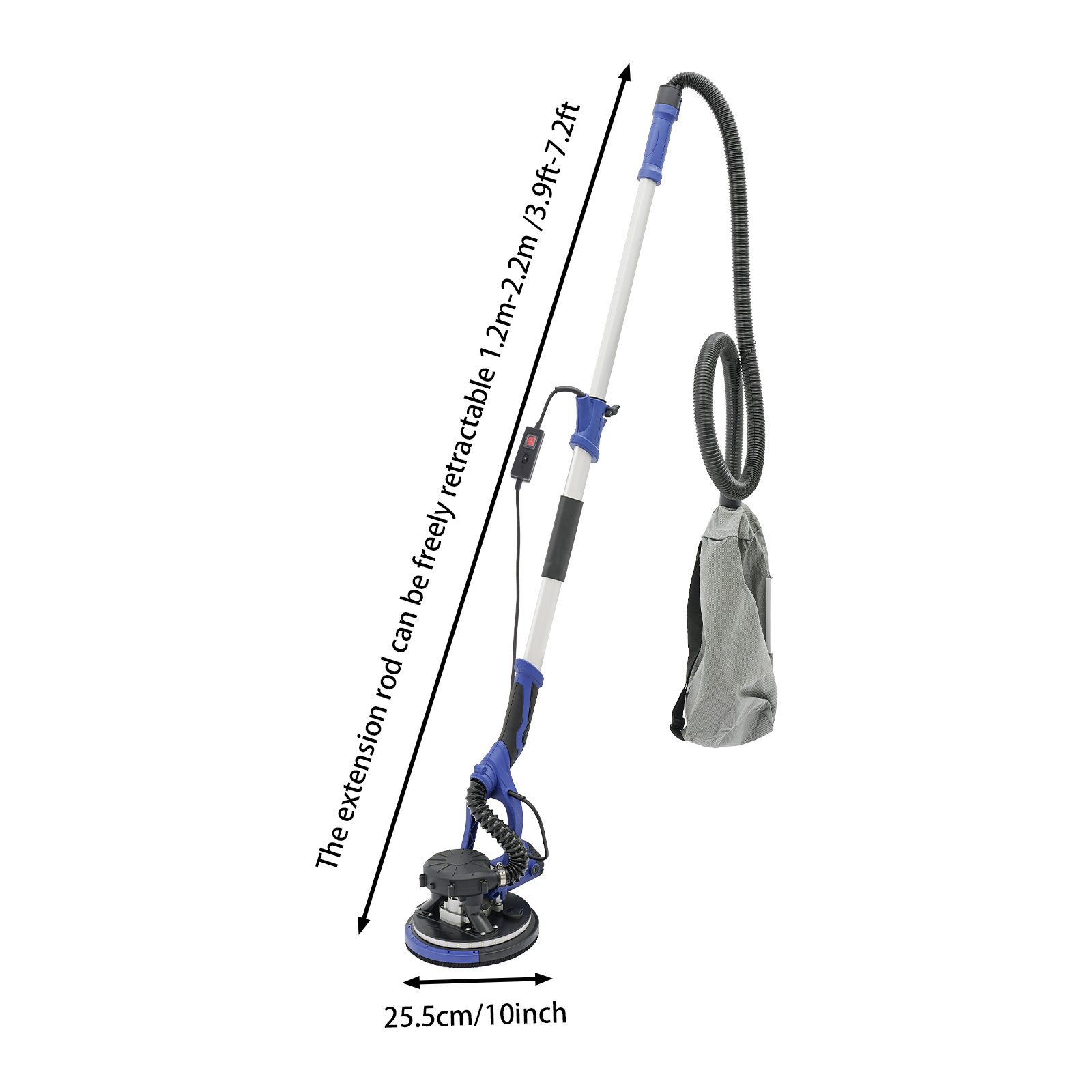 Electric Ceiling and Wall Sander with Dust Extraction, Drywall Sander with Variable Speed, Electric Dust-free Drywall Sander - Blue Electric Ceiling and Wall Sander with Dust Extraction, Drywall Sander with Variable Speed, Electric Dust-free Drywall Sander - Blue