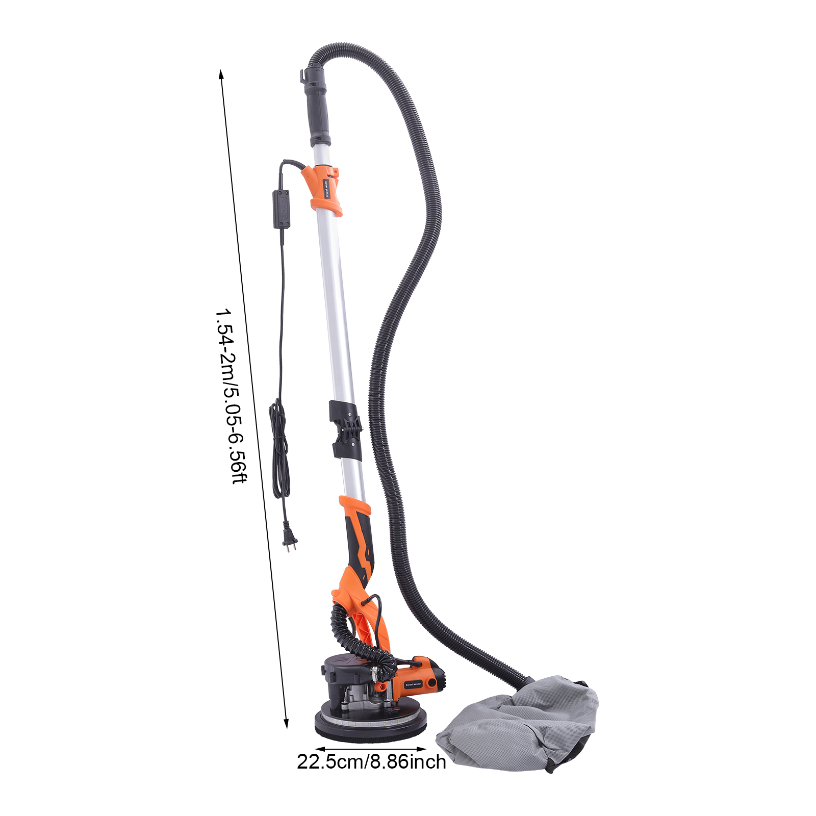 Ponceuse électrique pour plafond et murs avec aspiration de poussière, ponceuse à cloison sèche à vitesse variable, ponceuse électrique sans poussière pour cloison sèche - Orange