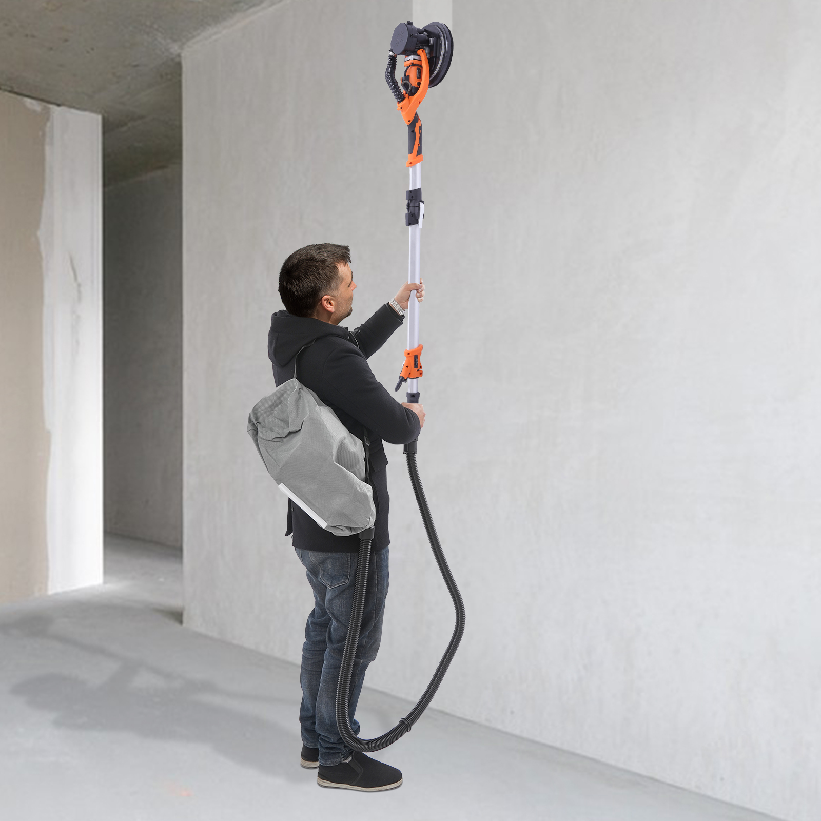 Ponceuse électrique pour plafond et murs avec aspiration de poussière, ponceuse à cloison sèche à vitesse variable, ponceuse électrique sans poussière pour cloison sèche - Orange Ponceuse électrique pour plafond et murs avec aspiration de poussière, ponceuse à cloison sèche à vitesse variable, ponceuse électrique sans poussière pour cloison sèche - Orange
