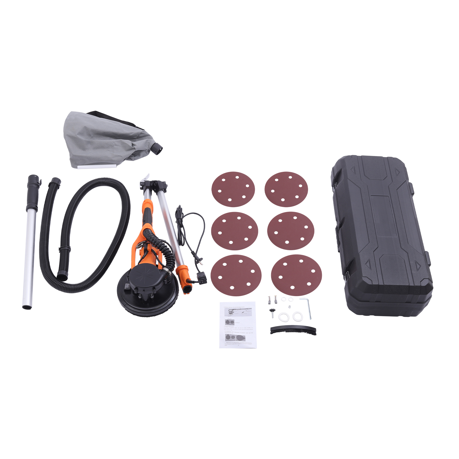 Ponceuse électrique pour plafond et murs avec aspiration de poussière, ponceuse à cloison sèche à vitesse variable, ponceuse électrique sans poussière pour cloison sèche - Orange Ponceuse électrique pour plafond et murs avec aspiration de poussière, ponceuse à cloison sèche à vitesse variable, ponceuse électrique sans poussière pour cloison sèche - Orange