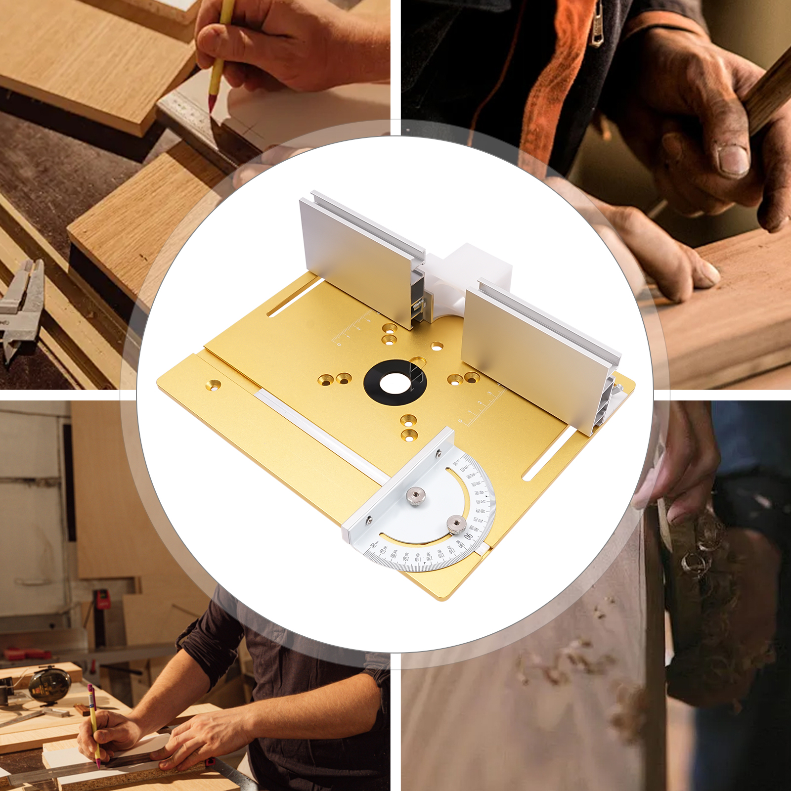 Obere Fräsplatte, Aluminium-Fräsmaschine, Tischoberfläche, Holzbearbeitungs-Graviermaschine (golden)