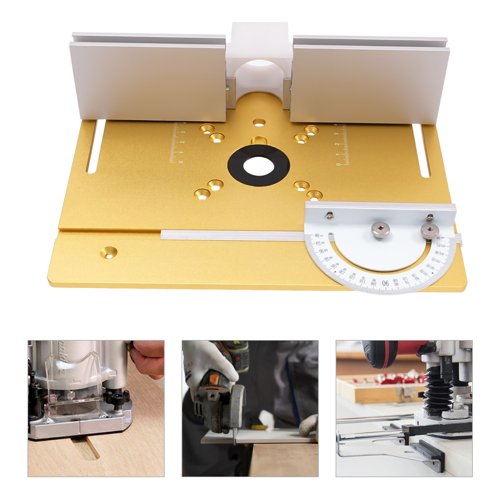 Obere Fräsplatte, Aluminium-Fräsmaschine, Tischoberfläche, Holzbearbeitungs-Graviermaschine (golden)
