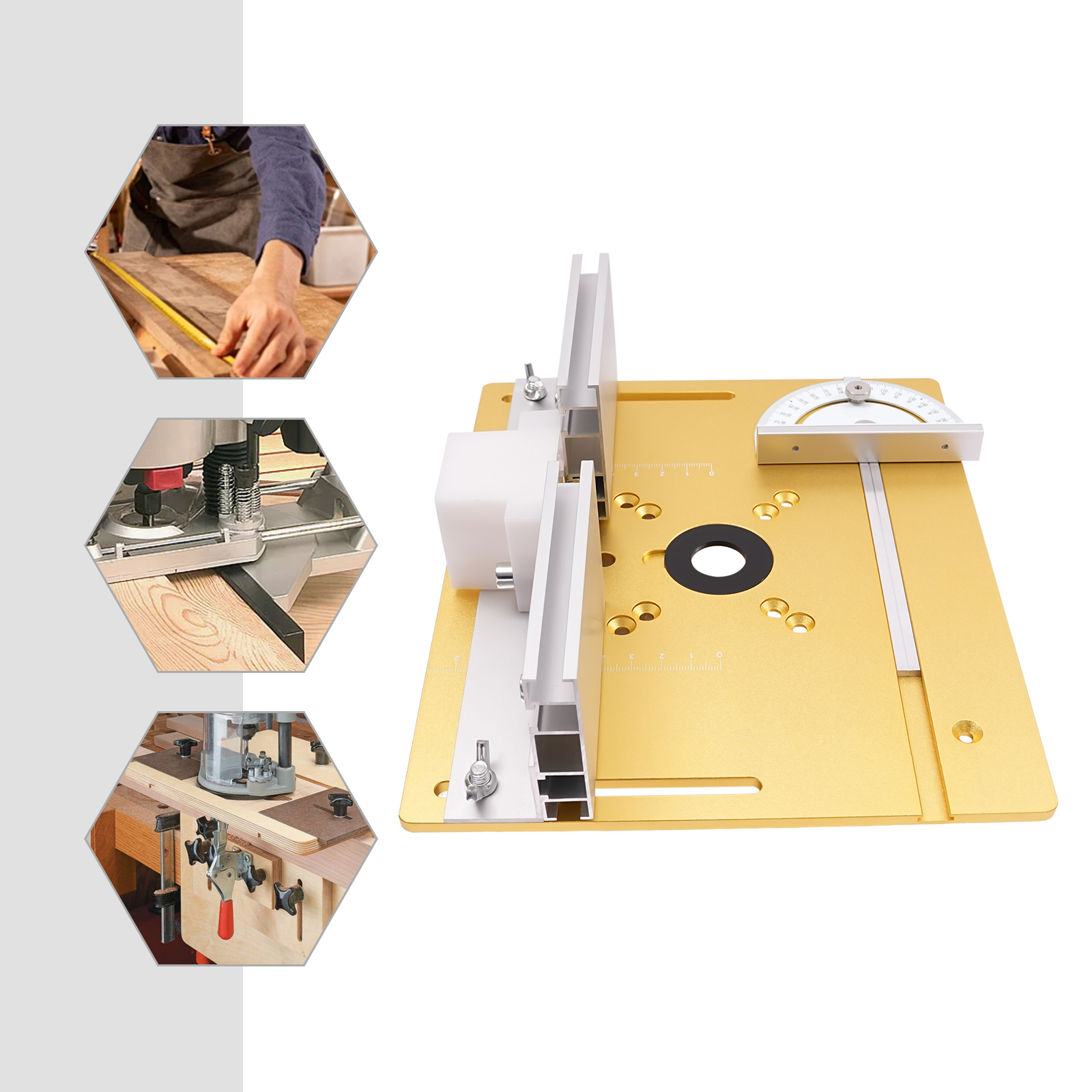 Obere Fräsplatte, Aluminium-Fräsmaschine, Tischoberfläche, Holzbearbeitungs-Graviermaschine (golden)