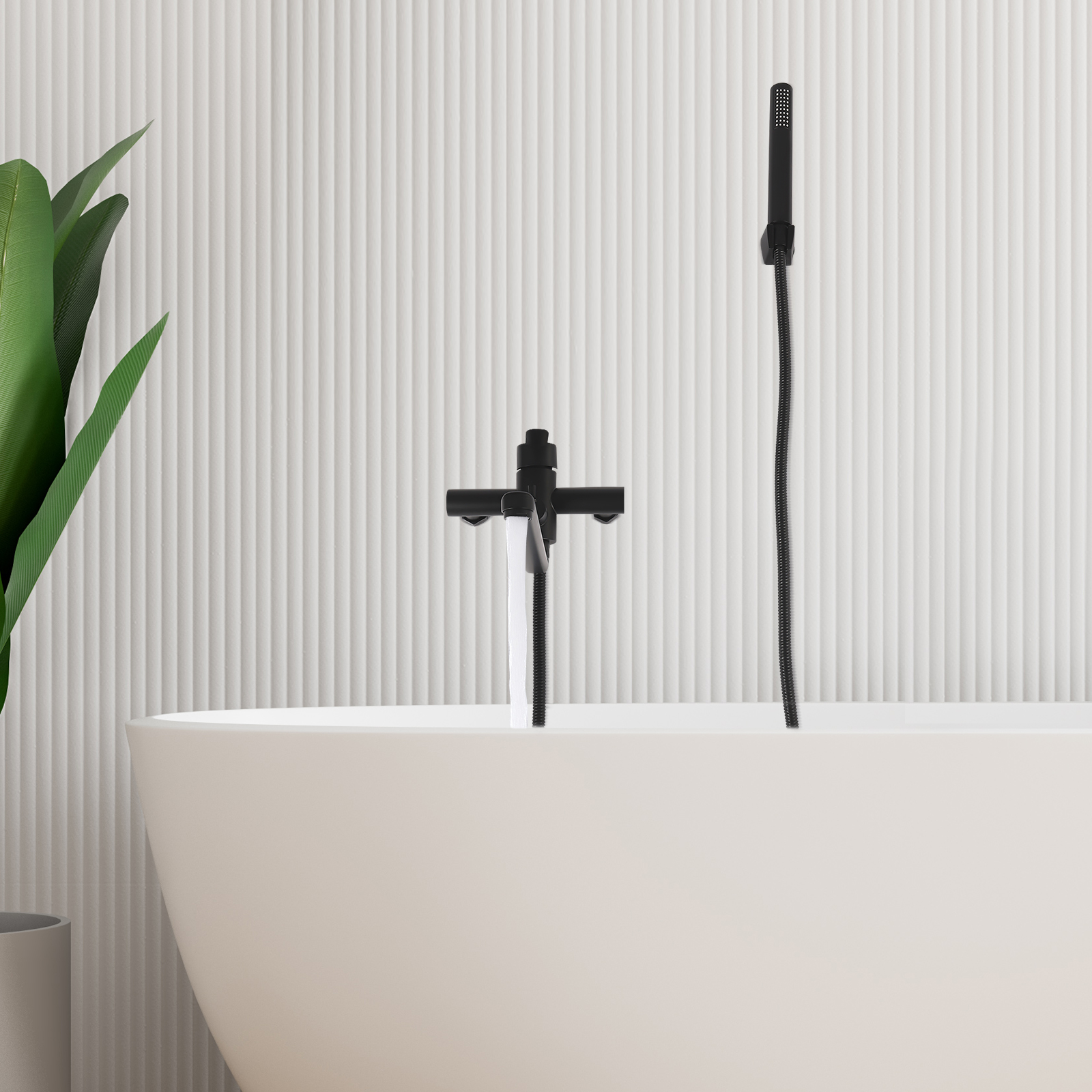 Badewannenarmatur mit Handbrause Einhebel-Badewannenarmatur Schwarz Badewannenarmatur mit 1,5 m Brauseschlauch