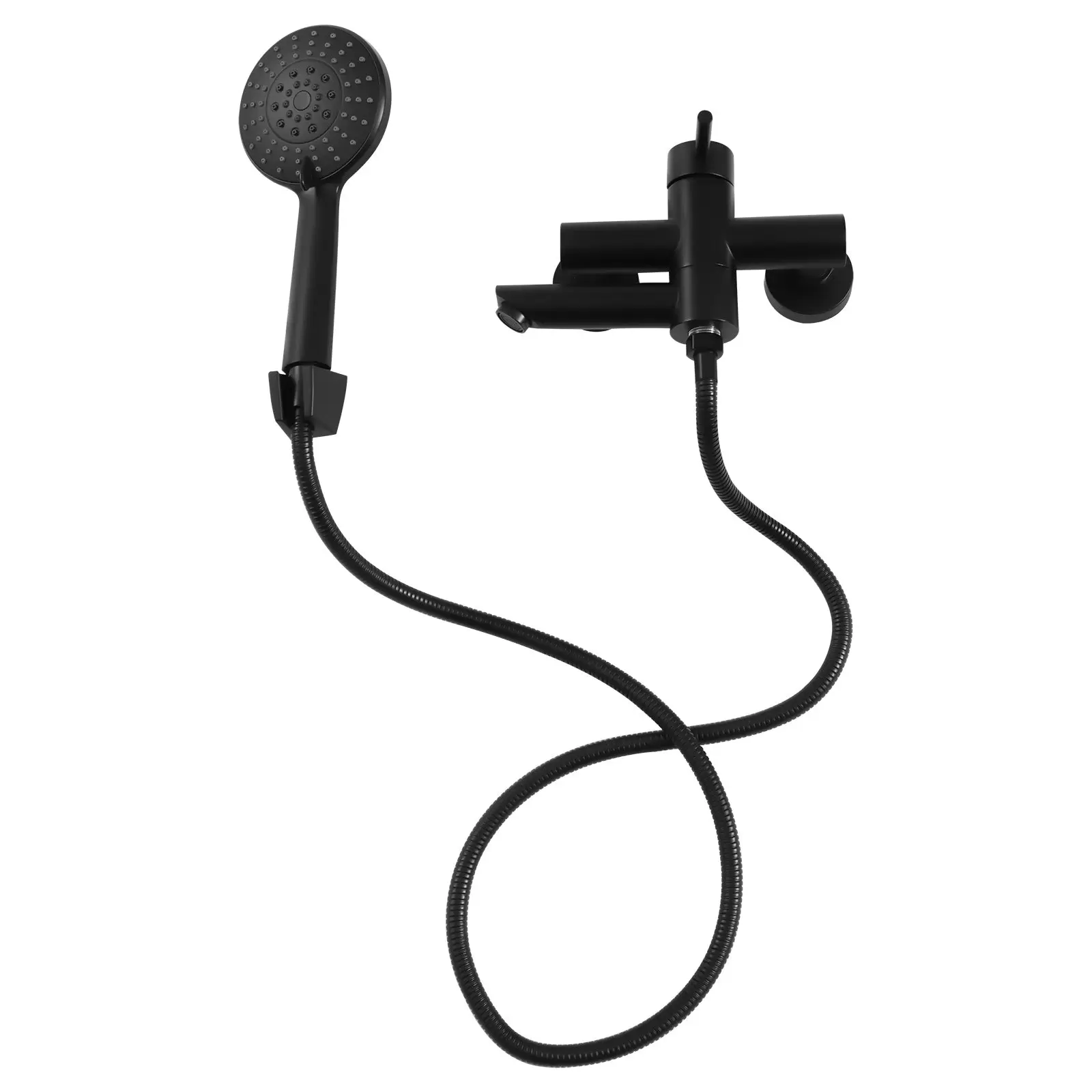 Wandmontage Badewannenarmatur Badewannenarmaturen mit Handbrause Schwarzer Wasserhahn