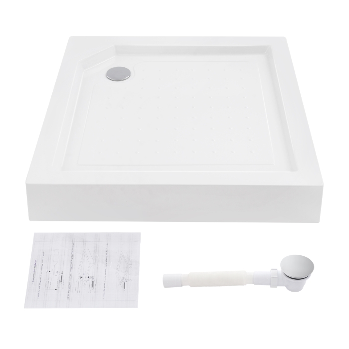 Shower Base Basin, White Bathroom Shower Tray, Shower Base, 85x85x14cm - Square