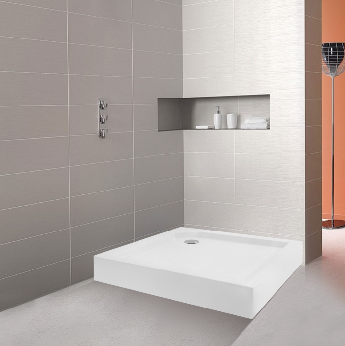 Shower Base Basin, White Bathroom Shower Tray, Shower Base, 85x85x14cm - Square