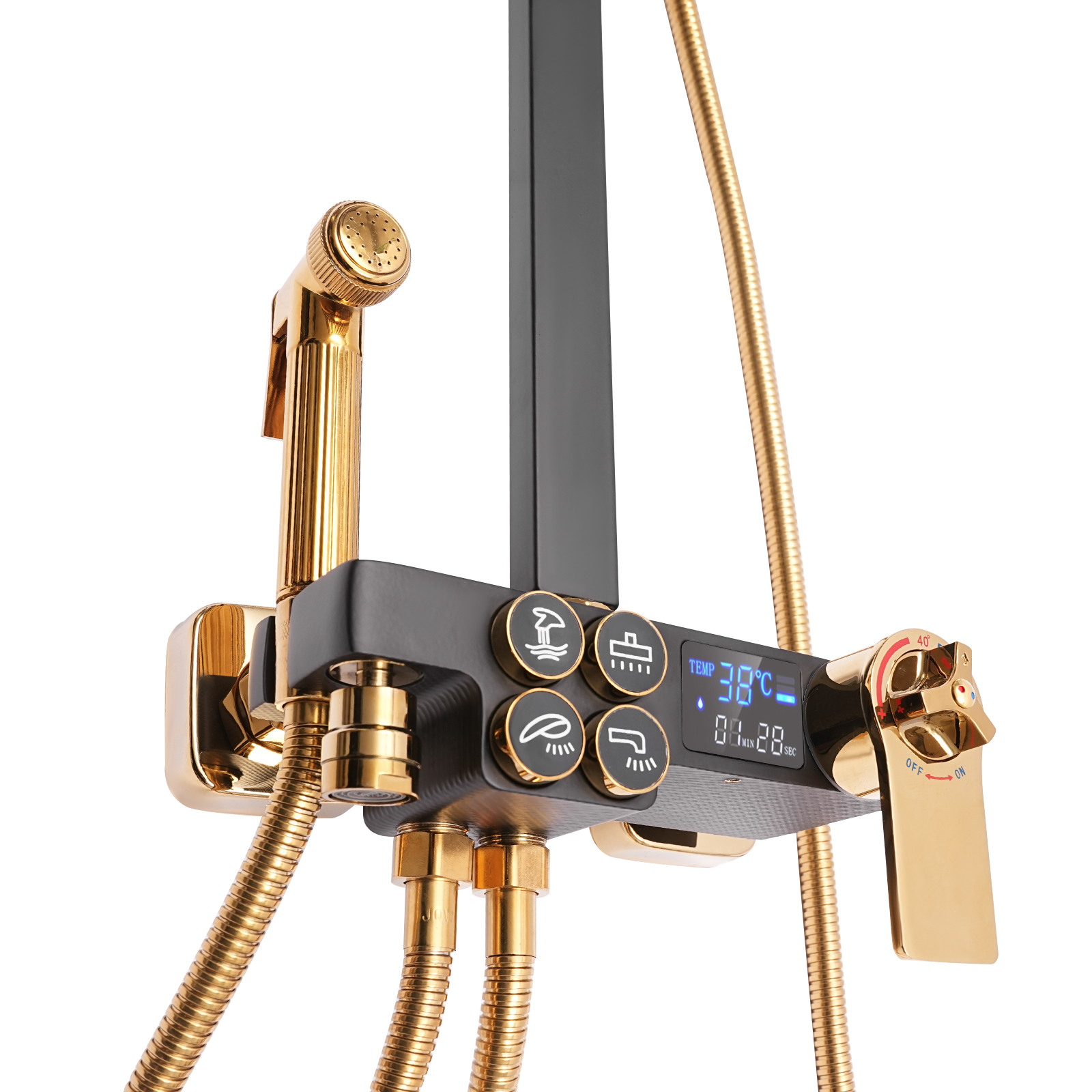 Schwarz Voll Kupfer Digitale Thermostat Dusche Set Badezimmer Multi-Funktion Vier-Geschwindigkeit Universal Schwarz Voll Kupfer Digitale Thermostat Dusche Set Badezimmer Multi-Funktion Vier-Geschwindigkeit Universal