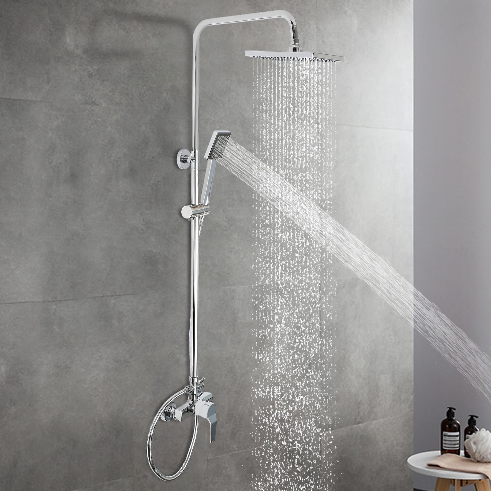 Duschsystem mit Thermostat, Regendusche, Duschset, Handbrause, Duschpaneel, Regendusche, Massage, Duscharmatur (Silber) Duschsystem mit Thermostat, Regendusche, Duschset, Handbrause, Duschpaneel, Regendusche, Massage, Duscharmatur (Silber)
