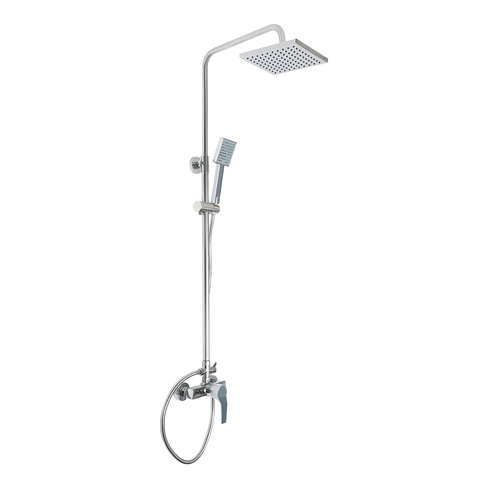Duschsystem mit Thermostat, Regendusche, Duschset, Handbrause, Duschpaneel, Regendusche, Massage, Duscharmatur (Silber)