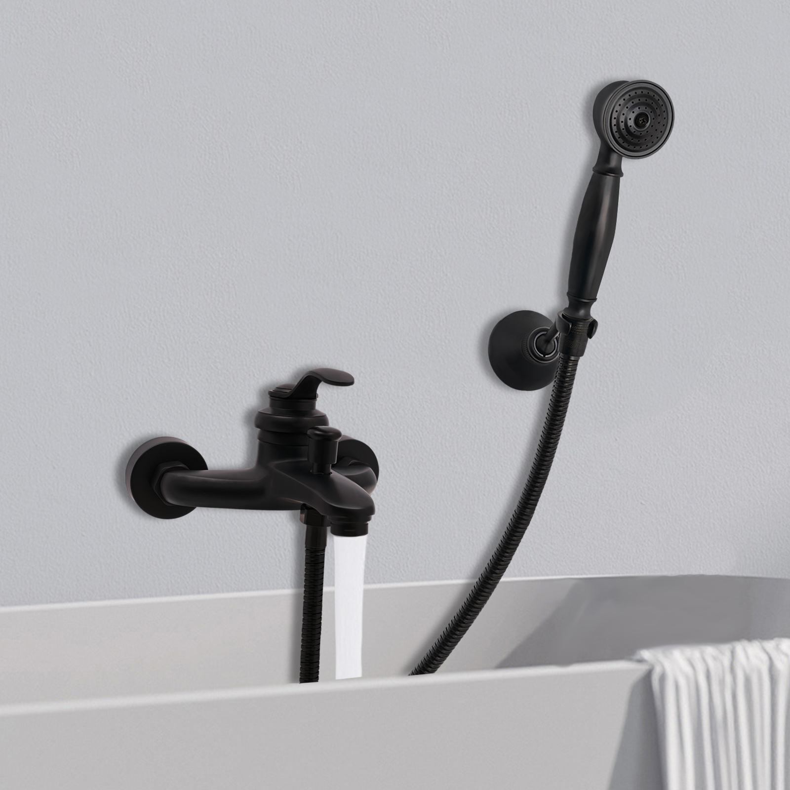 Badezimmerzubehör Messing Badezimmerzubehör-Set Badewanne Dusche Wasserhahn Installiert In Häusern Badezimmer  Schwarz