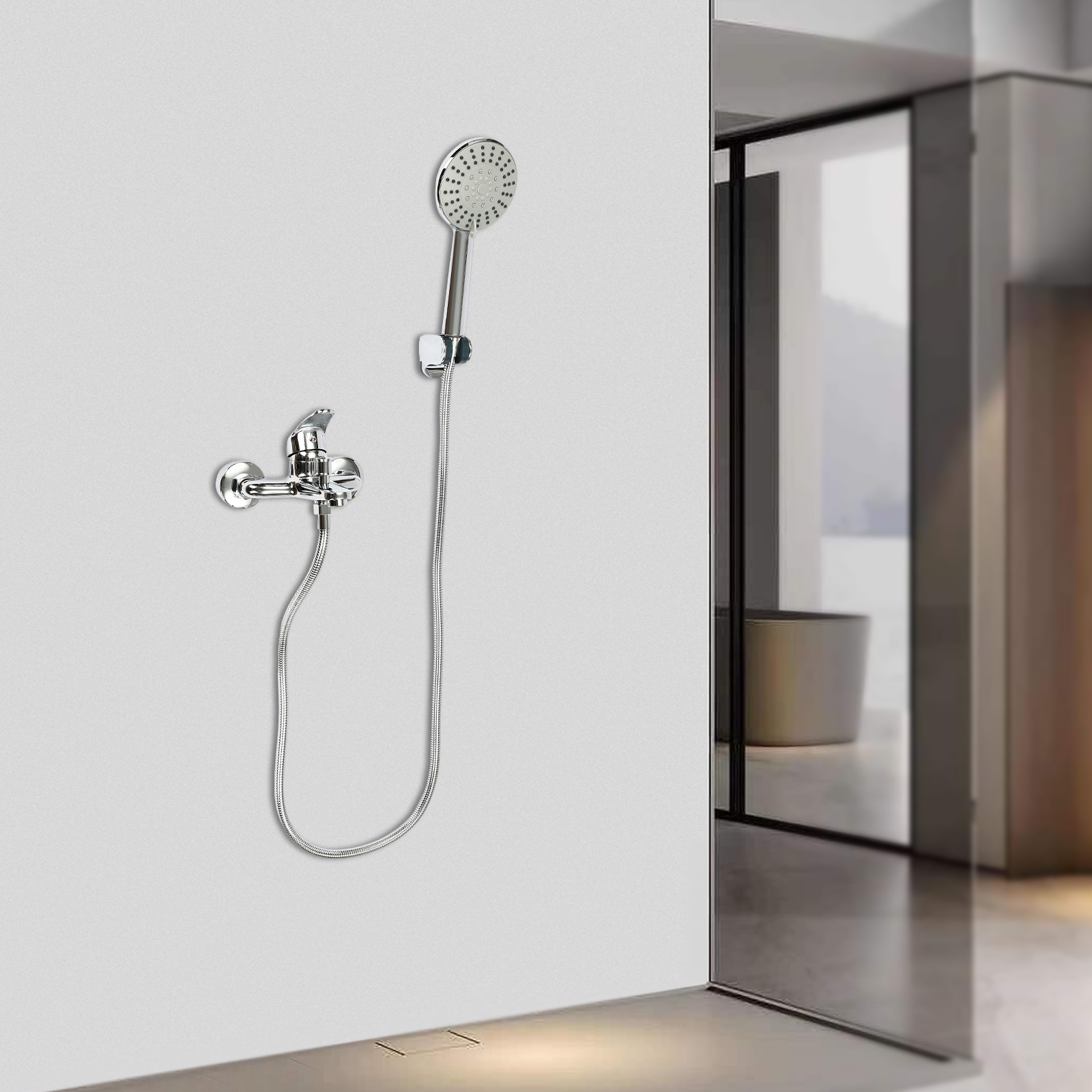 Badewannenmischer mit Handbrause, wandmontierter Badewannenmischer