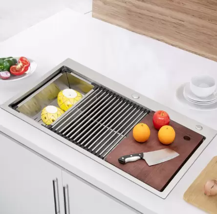 Spülbecken,304 Edelstahl Unterbauspüle Workstation,33 Zoll waschbecken küche mit Schneidebrett unb Sieb,Einbauspüle für Wohnungen, Restaurants, Waschküchen Spülbecken,304 Edelstahl Unterbauspüle Workstation,33 Zoll waschbecken küche mit Schneidebrett unb Sieb,Einbauspüle für Wohnungen, Restaurants, Waschküchen