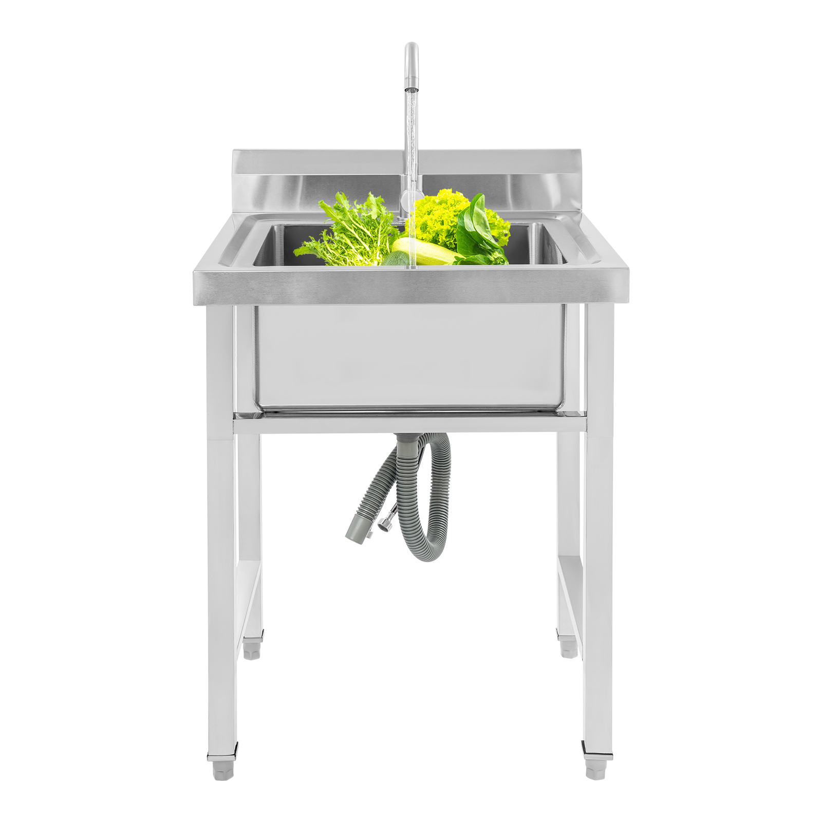 23.6*23.6*31.5in Floor Standing Kitchen Sink, Stainless Steel Kitchen Sink, Single Bowl Kitchen Sink with Faucet