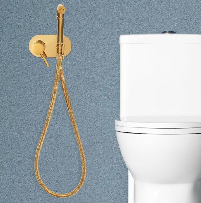 Set de pistolet à spray pour WC sous pression pour utiliser du détergent pour bidet, or