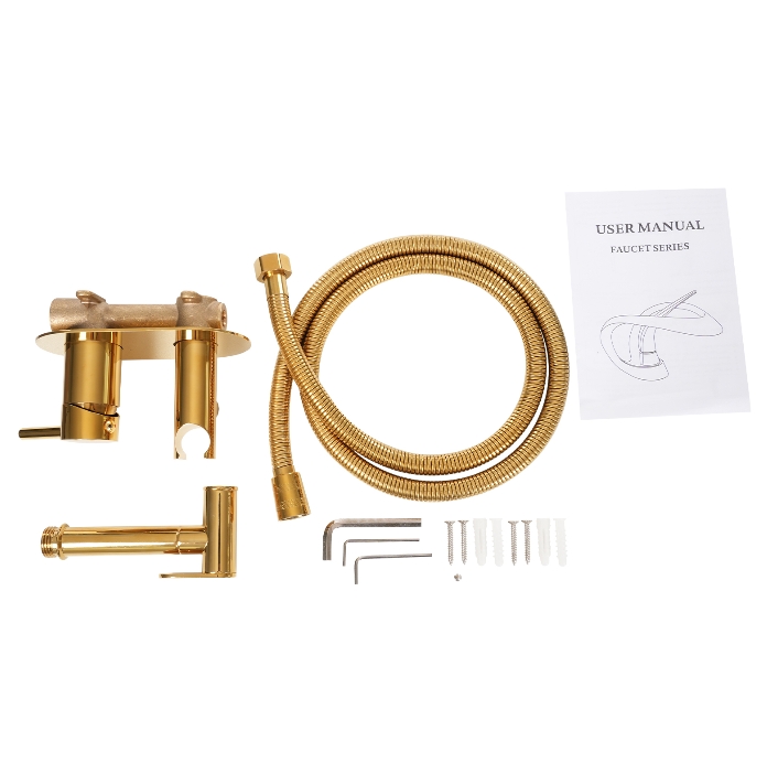 Set de pistolet à spray pour WC sous pression pour utiliser du détergent pour bidet, or