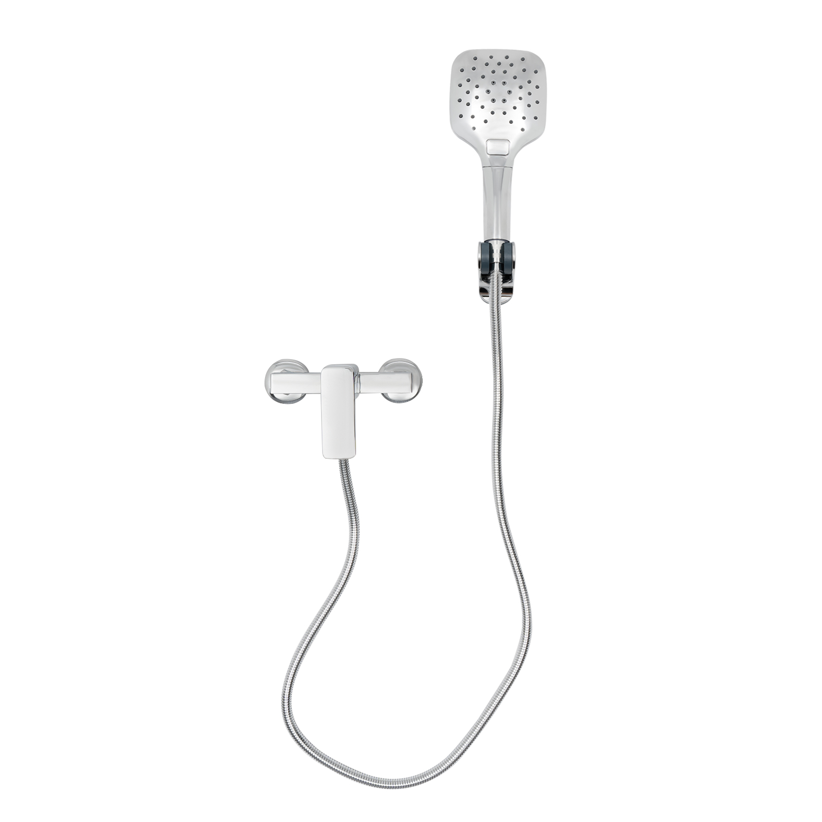 Wandmontierter Duschhahn, Badezimmer-Duschhahn, Silber