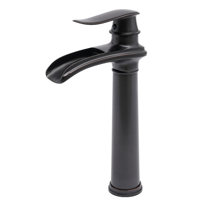 Wasserfall-Badezimmerarmatur, Einzelgriff, antikes Messing