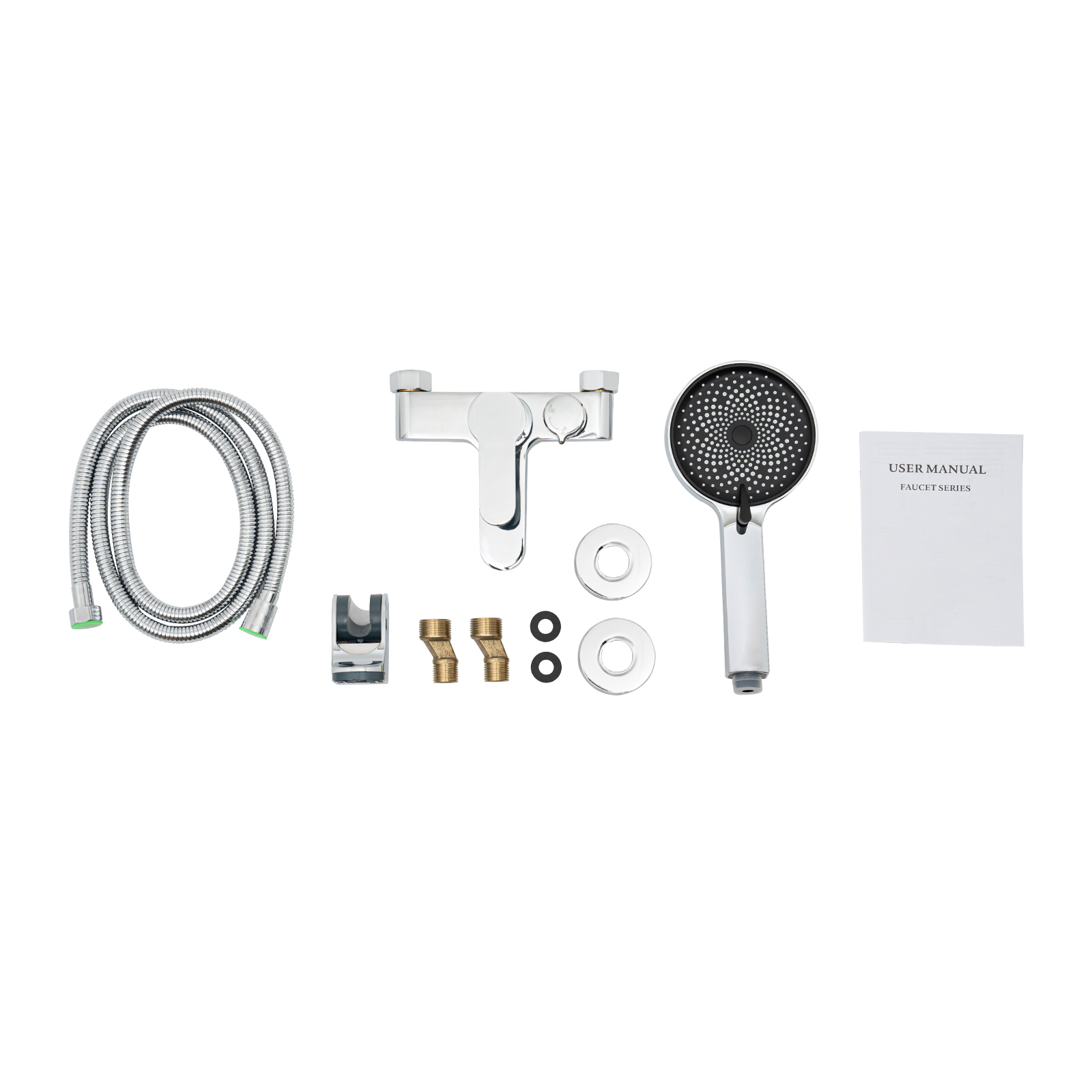 Wandmontierte Wannenbatterie mit 3 Funktionen und Handbrause