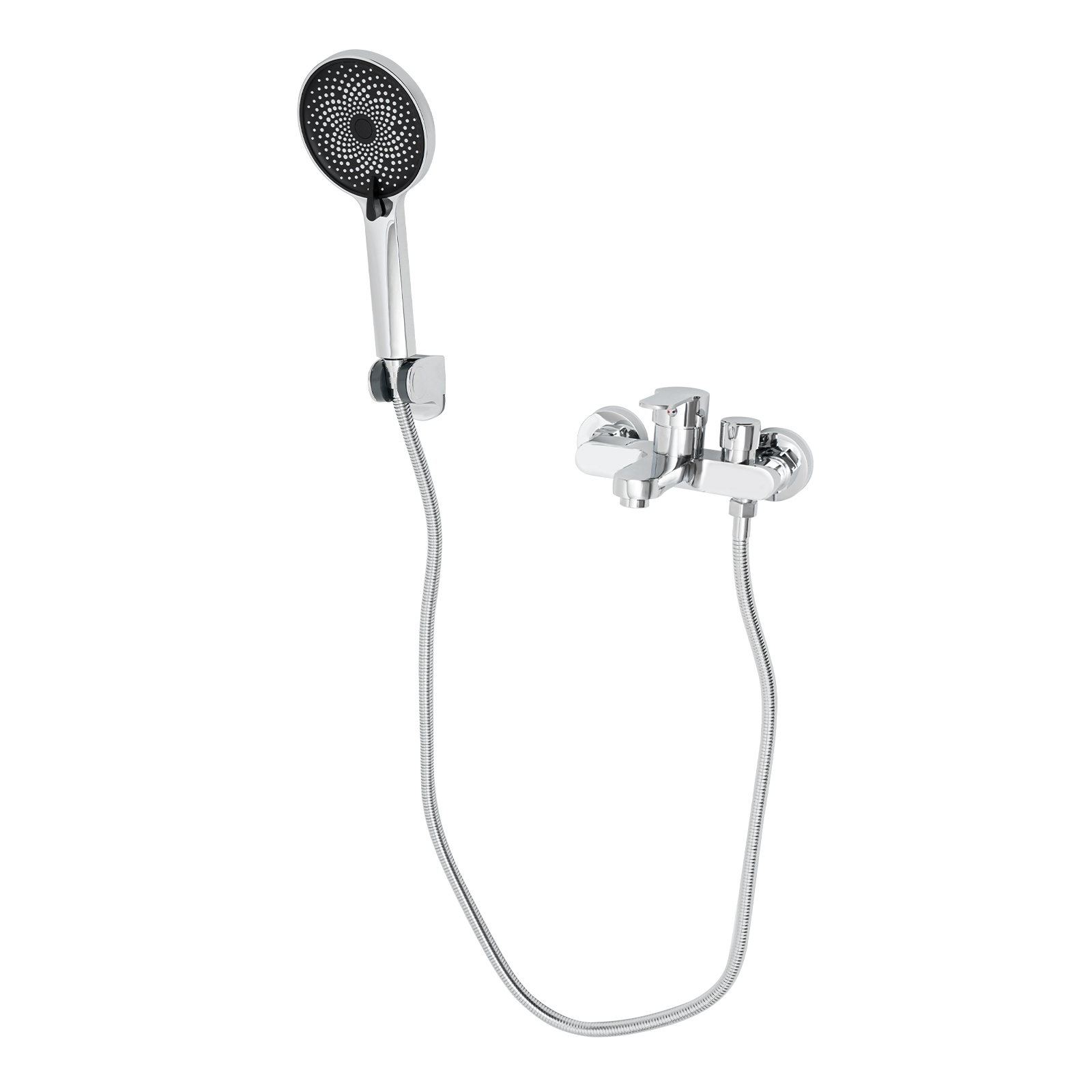 Wandmontierte Wannenbatterie mit 3 Funktionen und Handbrause