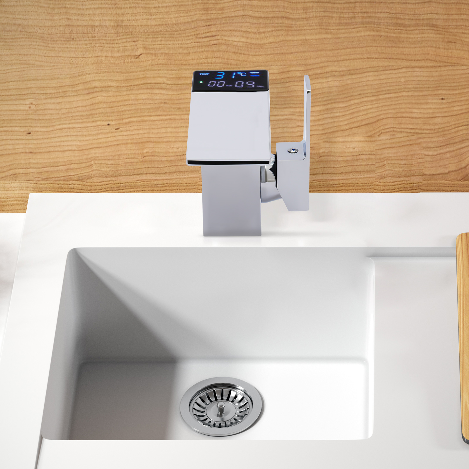 Wasserfall-Waschtischarmatur, G3/8, silber Wasserfall-Waschtischarmatur, G3/8, silber