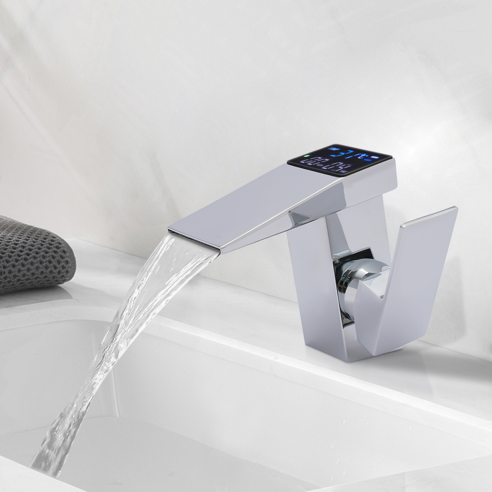 Wasserfall-Waschtischarmatur, G3/8, silber Wasserfall-Waschtischarmatur, G3/8, silber