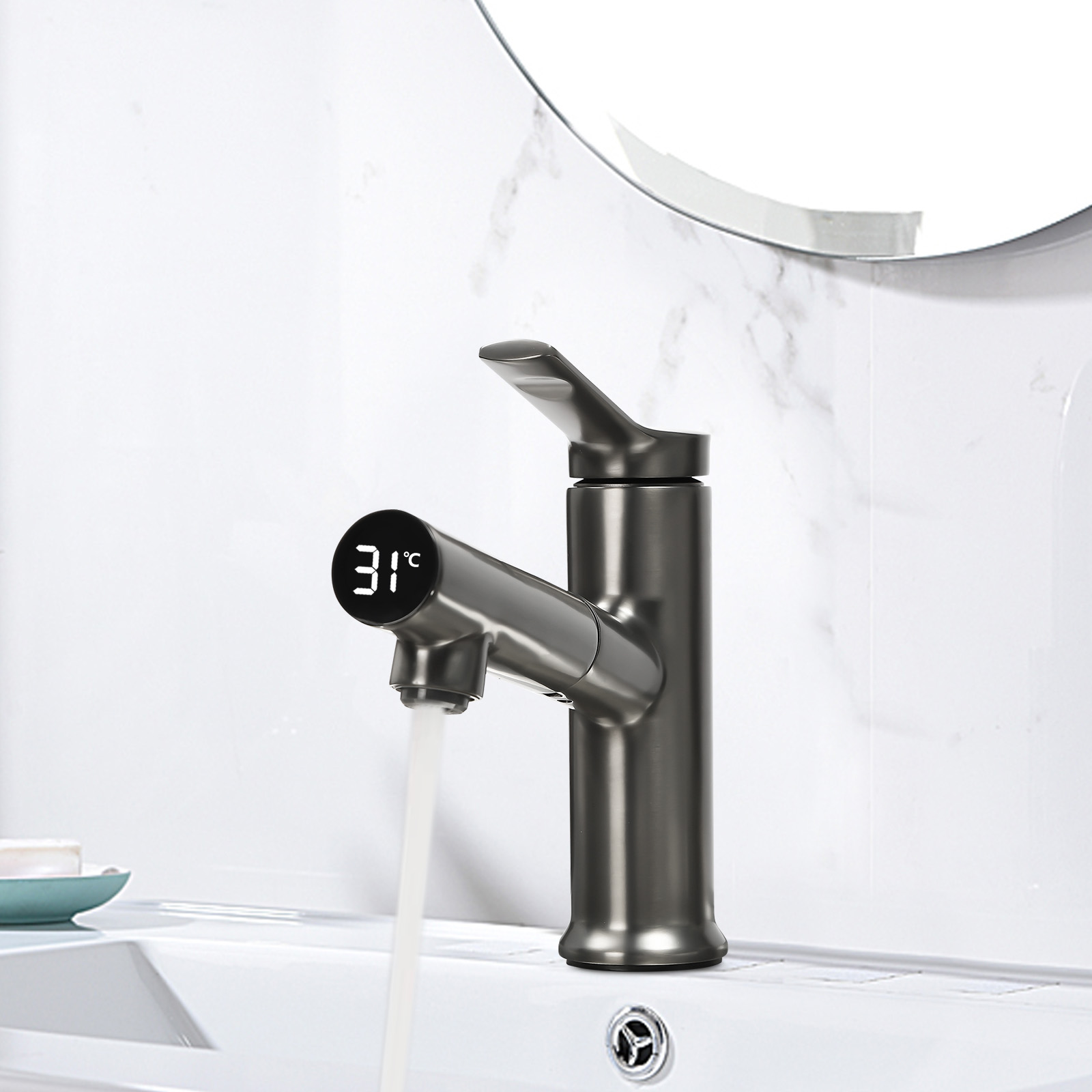 Digitalanzeige Pull Wasserhahn Gun-grau Für Häuser Küchen Badezimmer Restaurants Waschsalons Büros Hotels Bars Cafés LED Edelstahl Digitalanzeige Pull Wasserhahn Gun-grau Für Häuser Küchen Badezimmer Restaurants Waschsalons Büros Hotels Bars Cafés LED Edelstahl