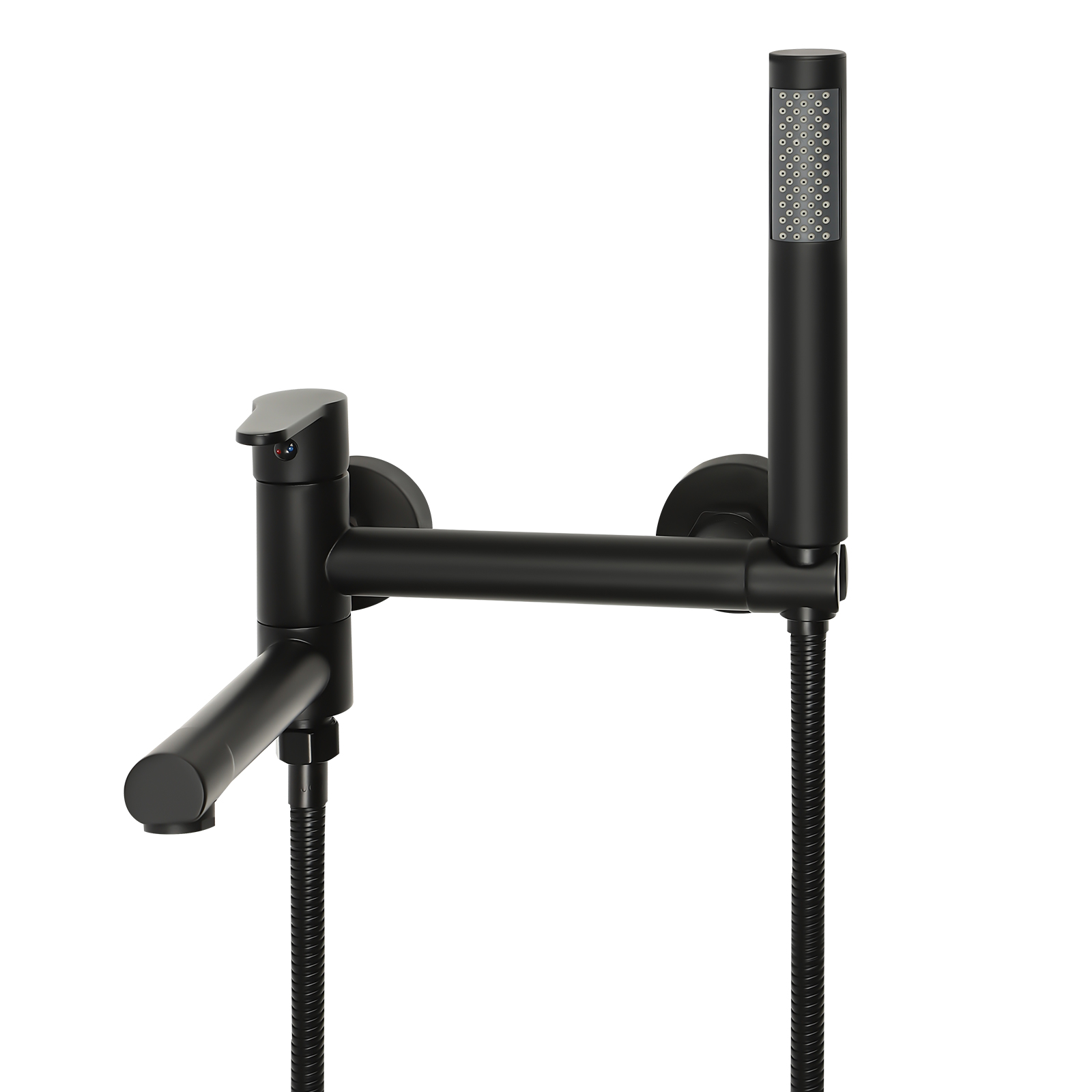 Badewannenarmatur mit Handbrause Wandmontage Badewannenhahn Schwarz Wasserhahn für Badezimmer 90° Drehbaren Auslauf