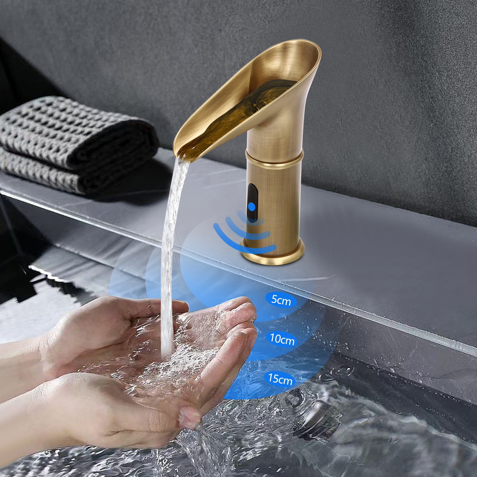 CNCEST Sensor-Mischbatterien, berührungsloser Wasserfall-Wasserhahn, berührungslose Armatur
