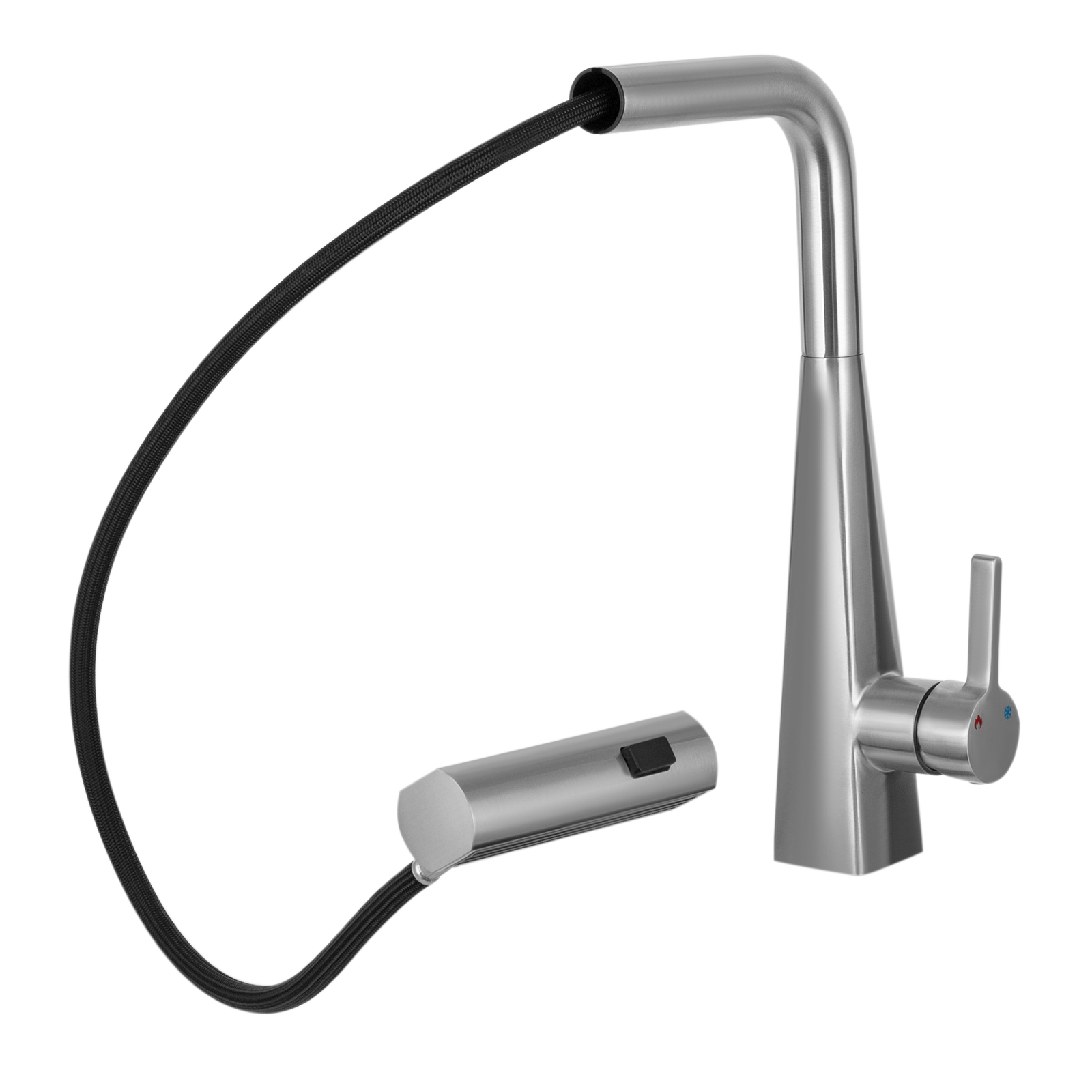 Schwenkbarer Küchenhahn, Küchenarmatur, Ausziehbarer Küchenhahn, Silber
