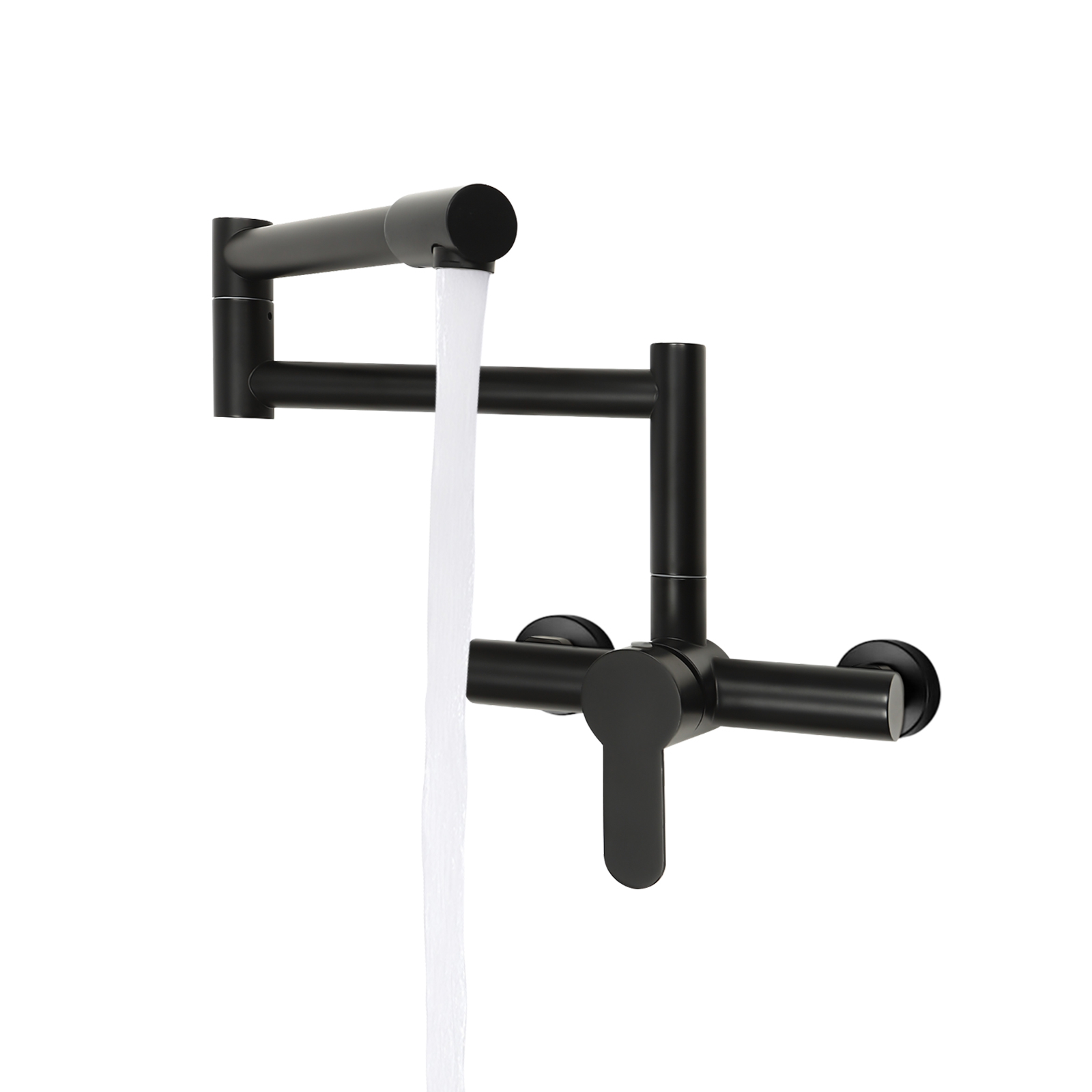 Einhebel-Küchenarmatur zur Wandmontage, 360° schwenkbar, faltbar, Spültischarmatur, Messing-Küchenarmatur, schwarz