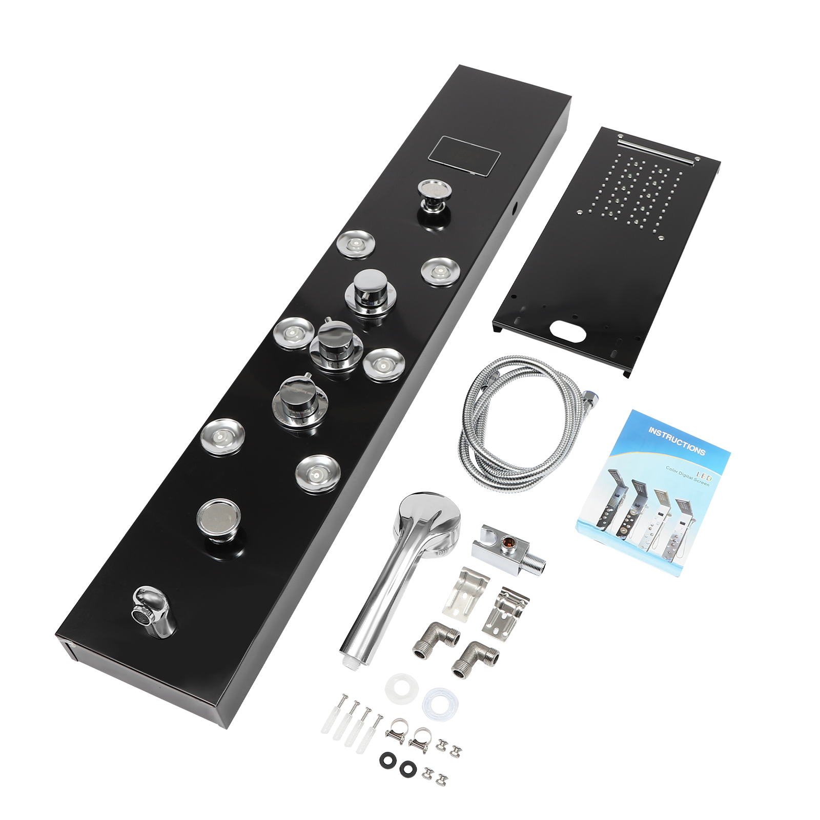 LED Duschpaneel Turmsystem Wasserkraft Display Dusche 6 Funktionen für Badezimmer mit Kopf Schwarz LED Duschpaneel Turmsystem Wasserkraft Display Dusche 6 Funktionen für Badezimmer mit Kopf Schwarz