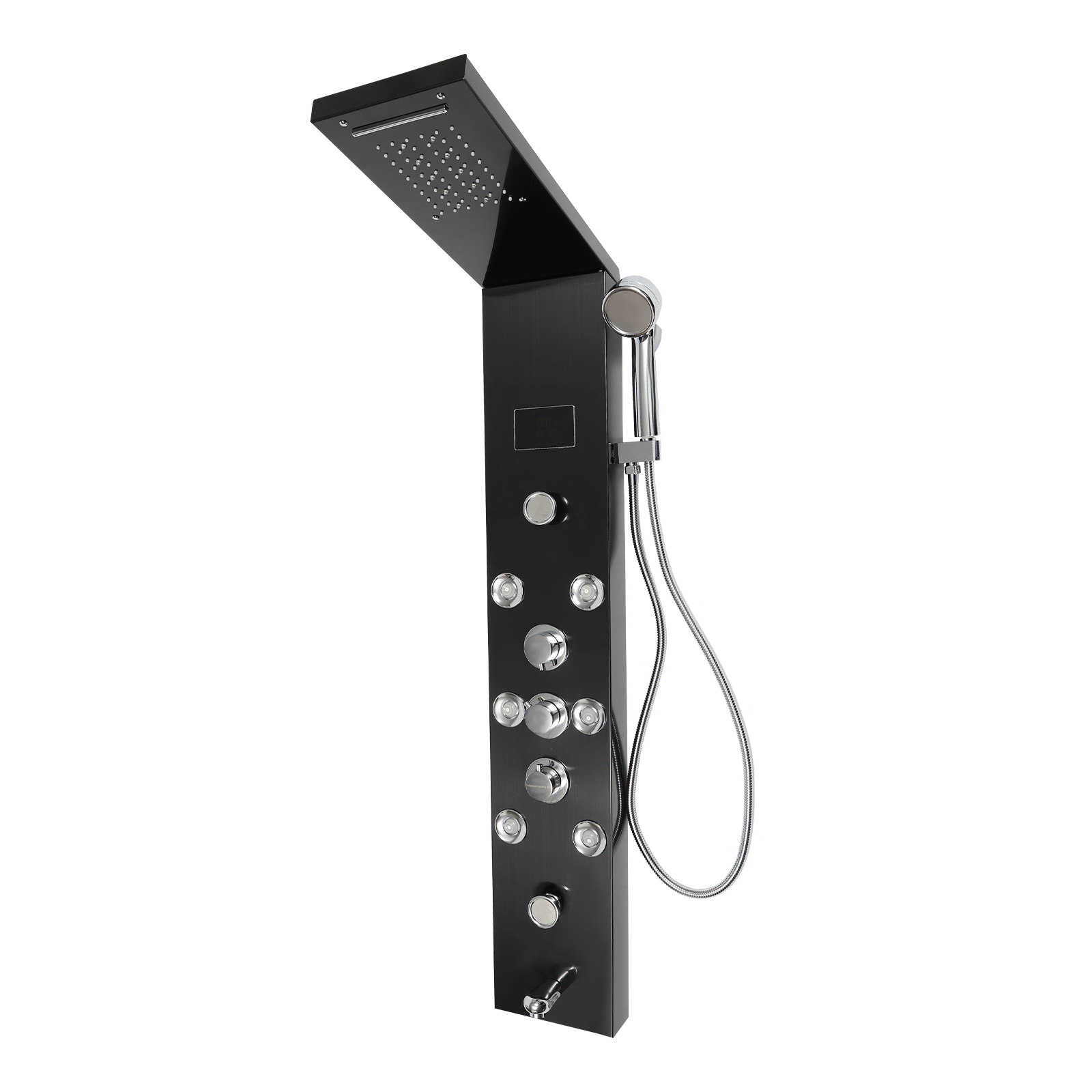 LED Duschpaneel Turmsystem Wasserkraft Display Dusche 6 Funktionen für Badezimmer mit Kopf Schwarz