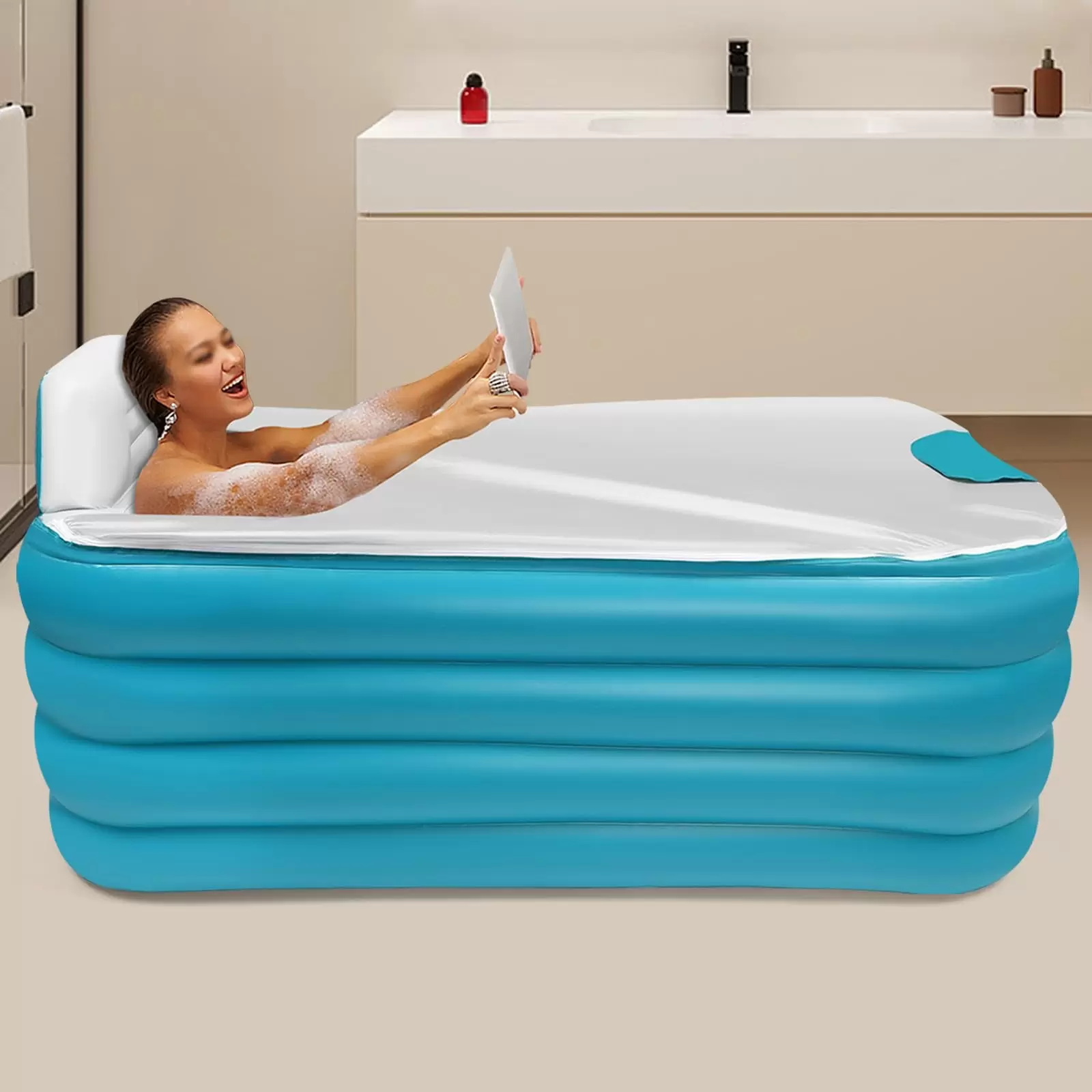 Automatische Aufblasbare Badewanne Faltbar Tragbar Zuhause Spa Wanne 160 cm Design Der Aufbewahrungstasche Für Badetücher (Grün) Automatische Aufblasbare Badewanne Faltbar Tragbar Zuhause Spa Wanne 160 cm Design Der Aufbewahrungstasche Für Badetücher (Grün)